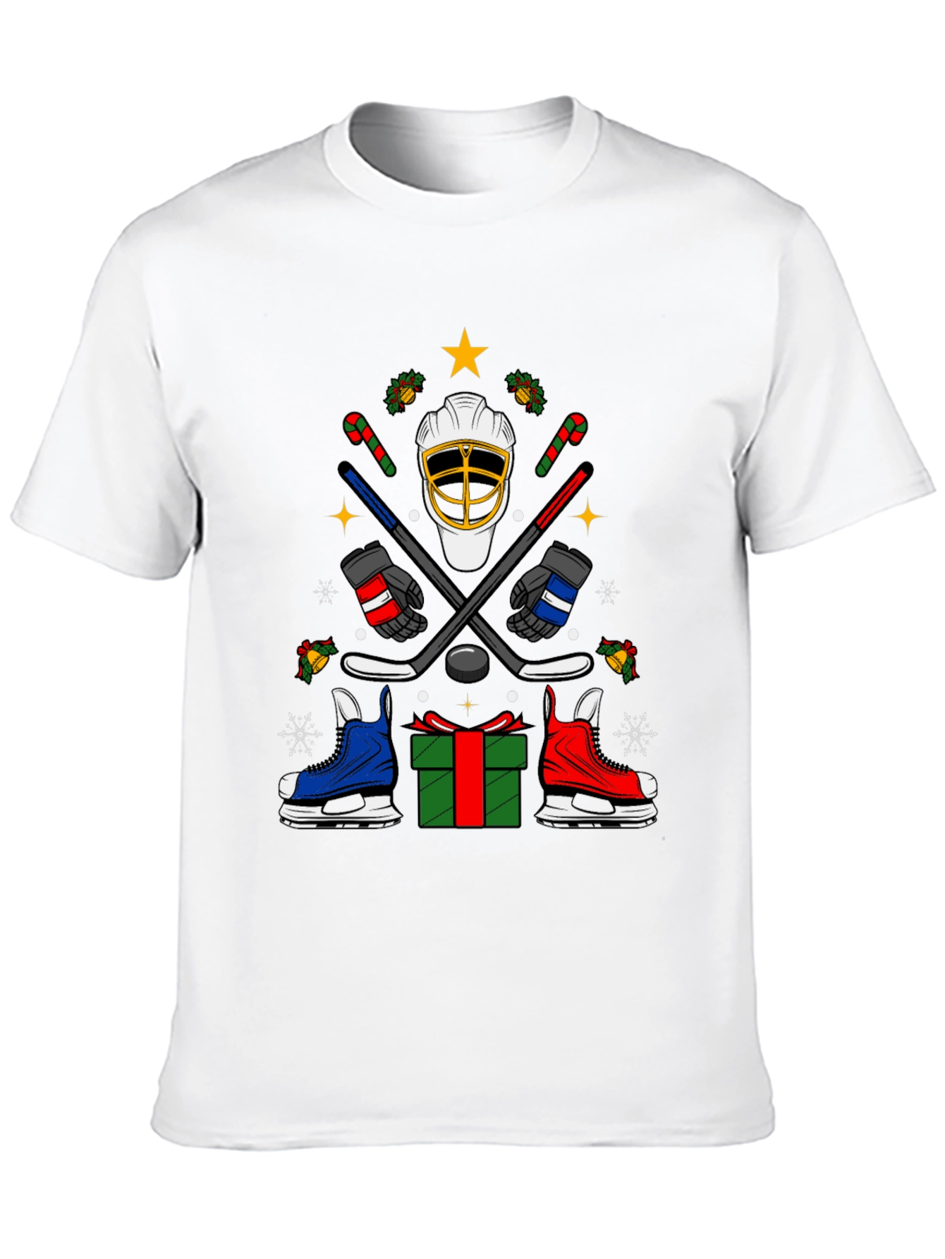 Festive Hockey T-Shirt - Holiday Sports Apparel