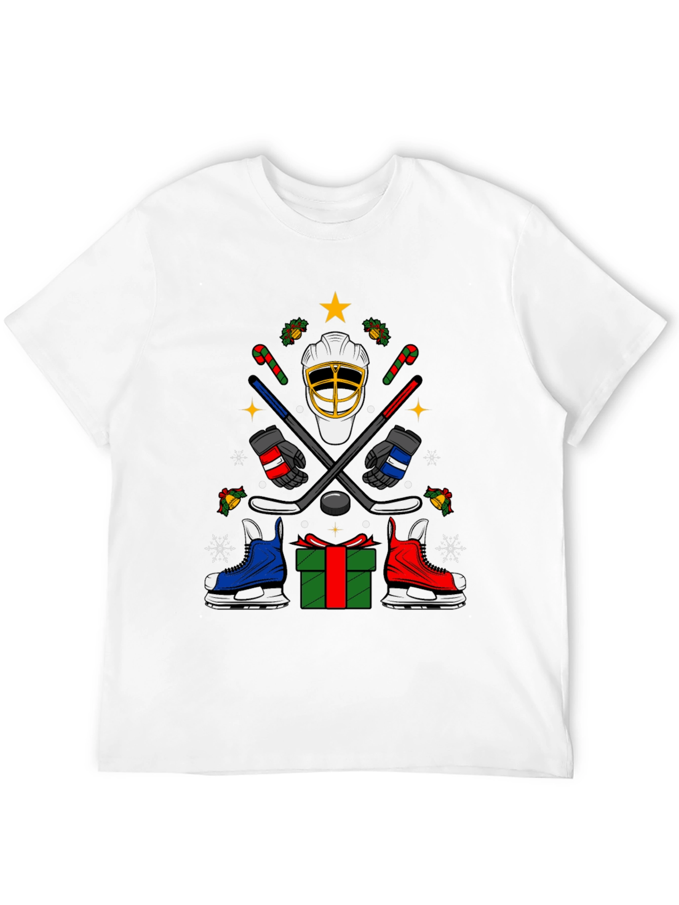 Festive Hockey T-Shirt - Holiday Sports Apparel