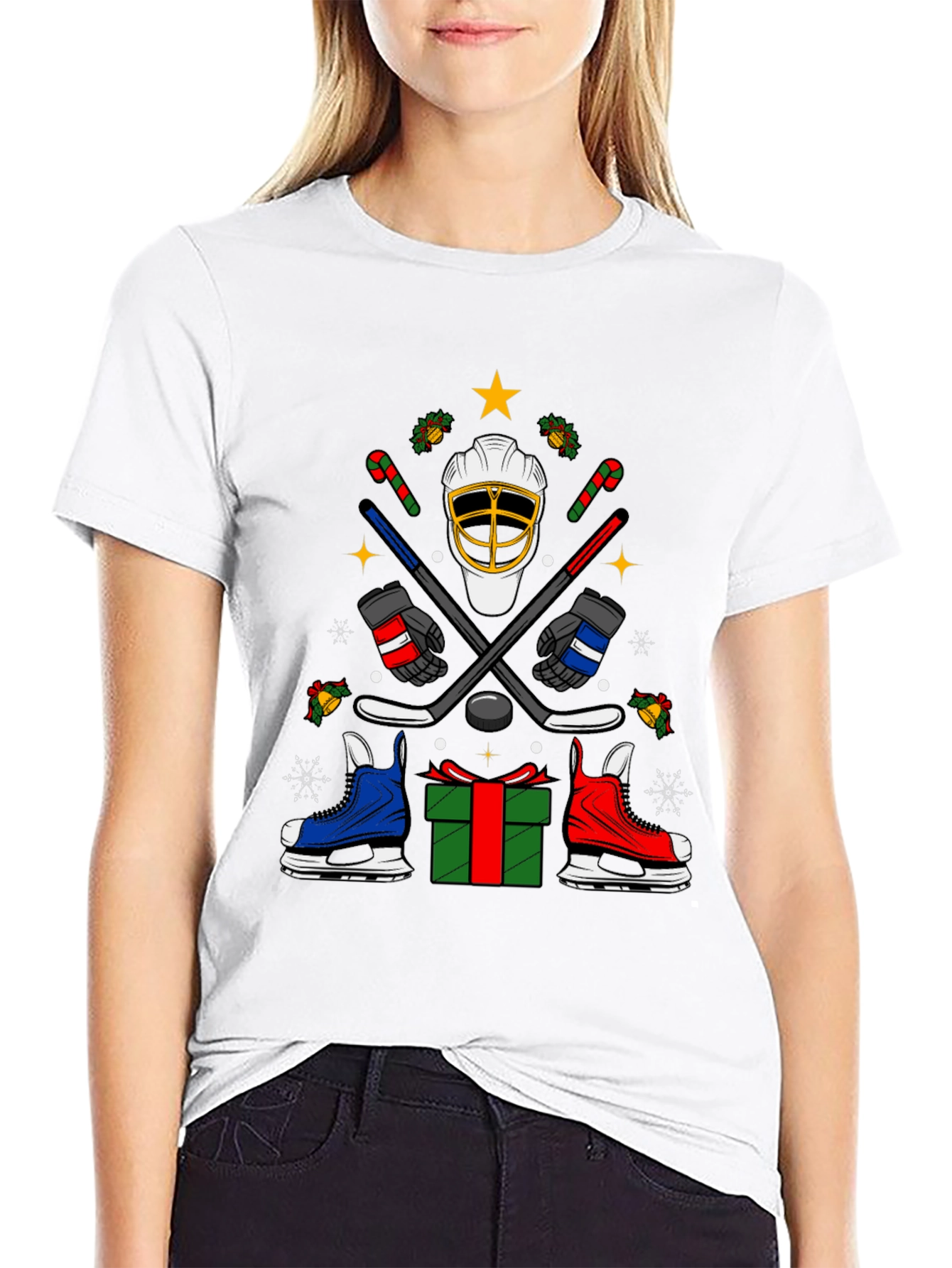 Festive Hockey T-Shirt - Holiday Sports Apparel