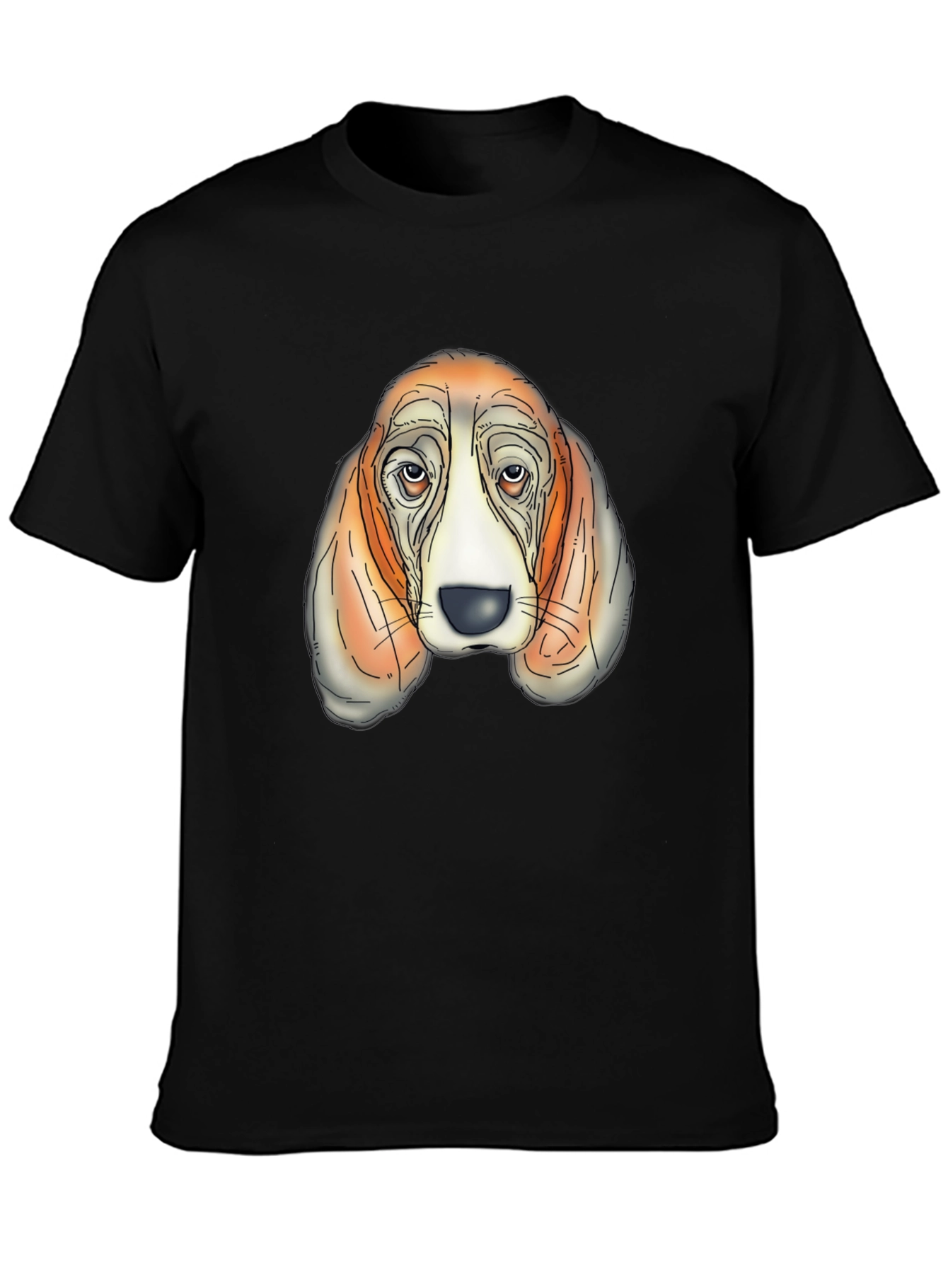 Basset Hound Graphic Tee - Mens Black T-Shirt
