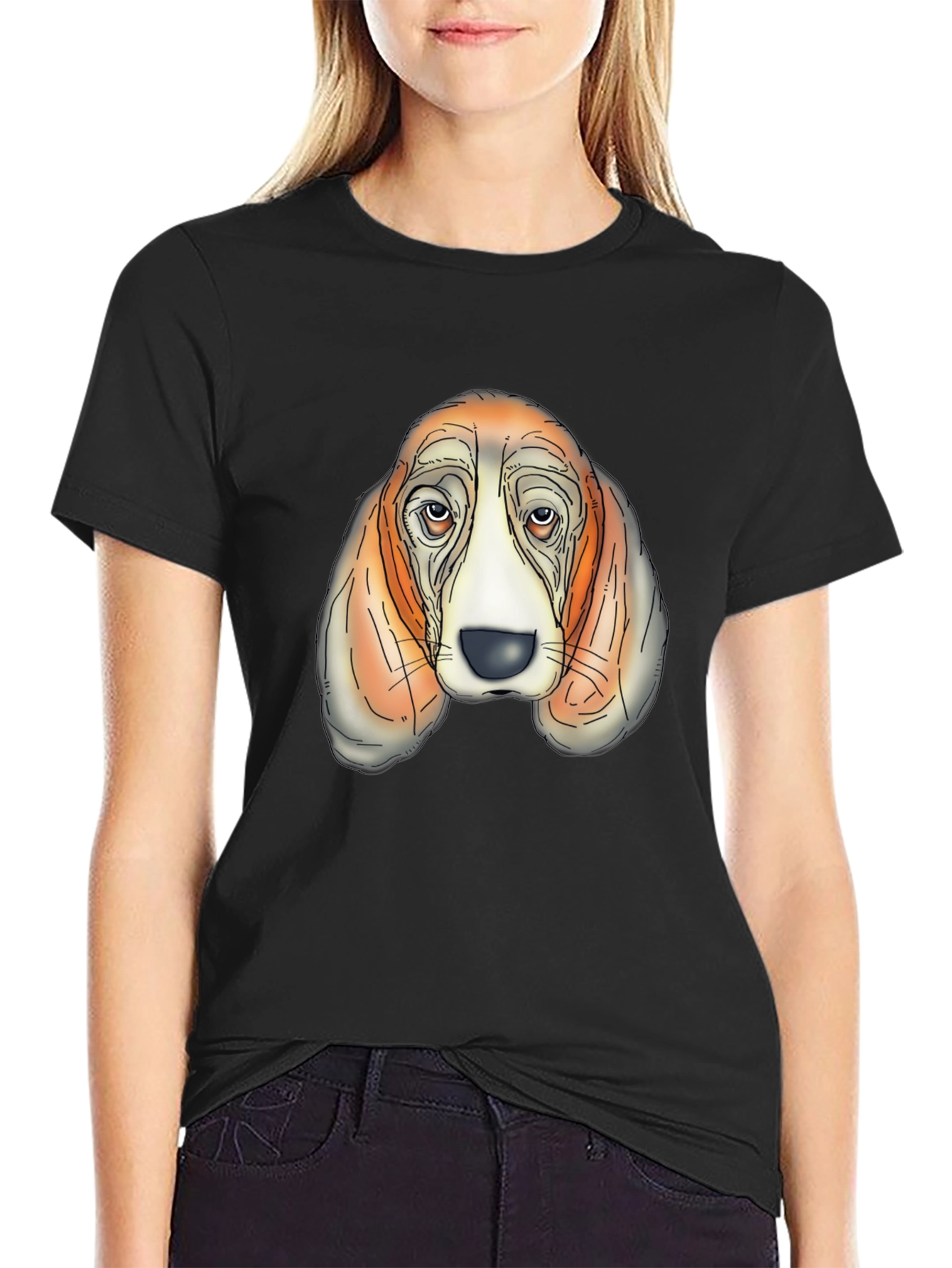Basset Hound Graphic Tee - Mens Black T-Shirt