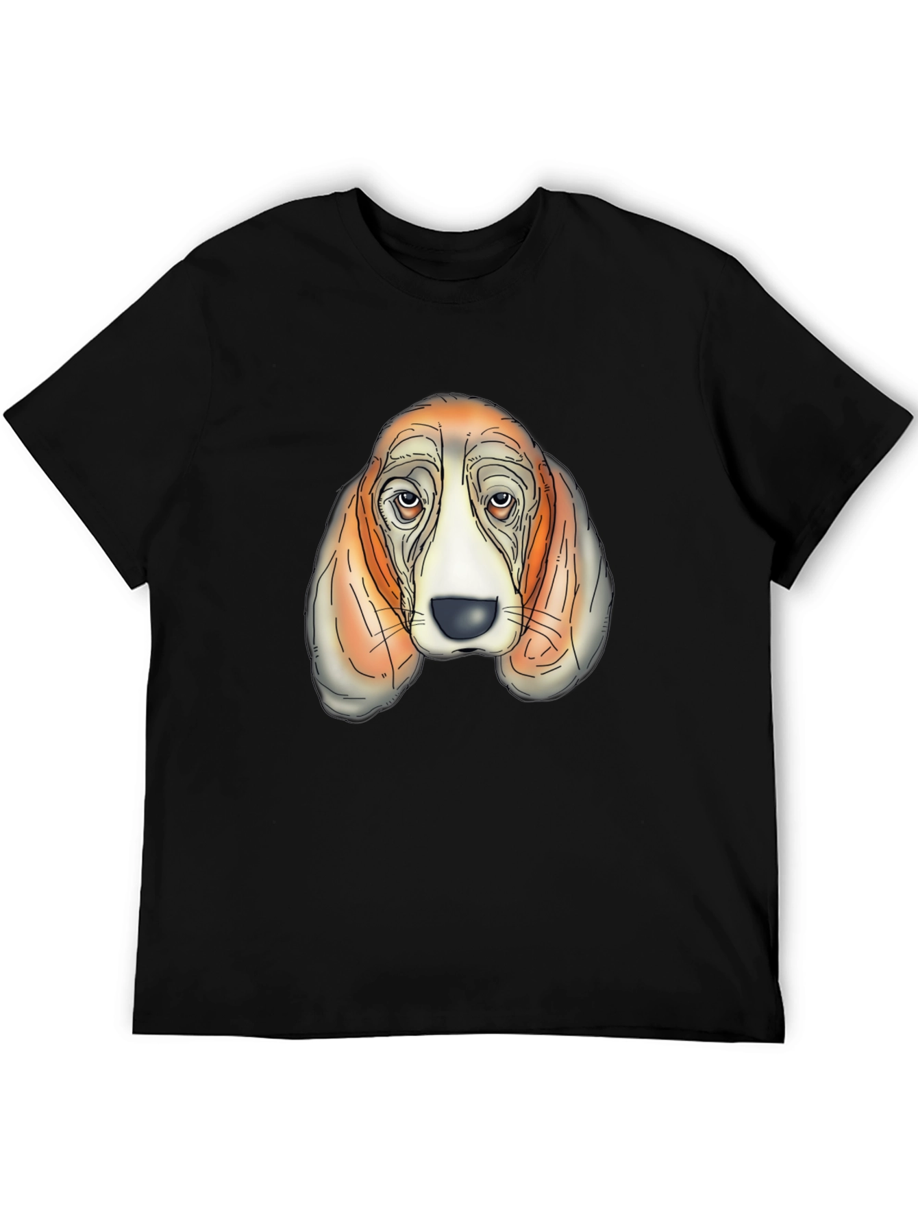 Basset Hound Graphic Tee - Mens Black T-Shirt