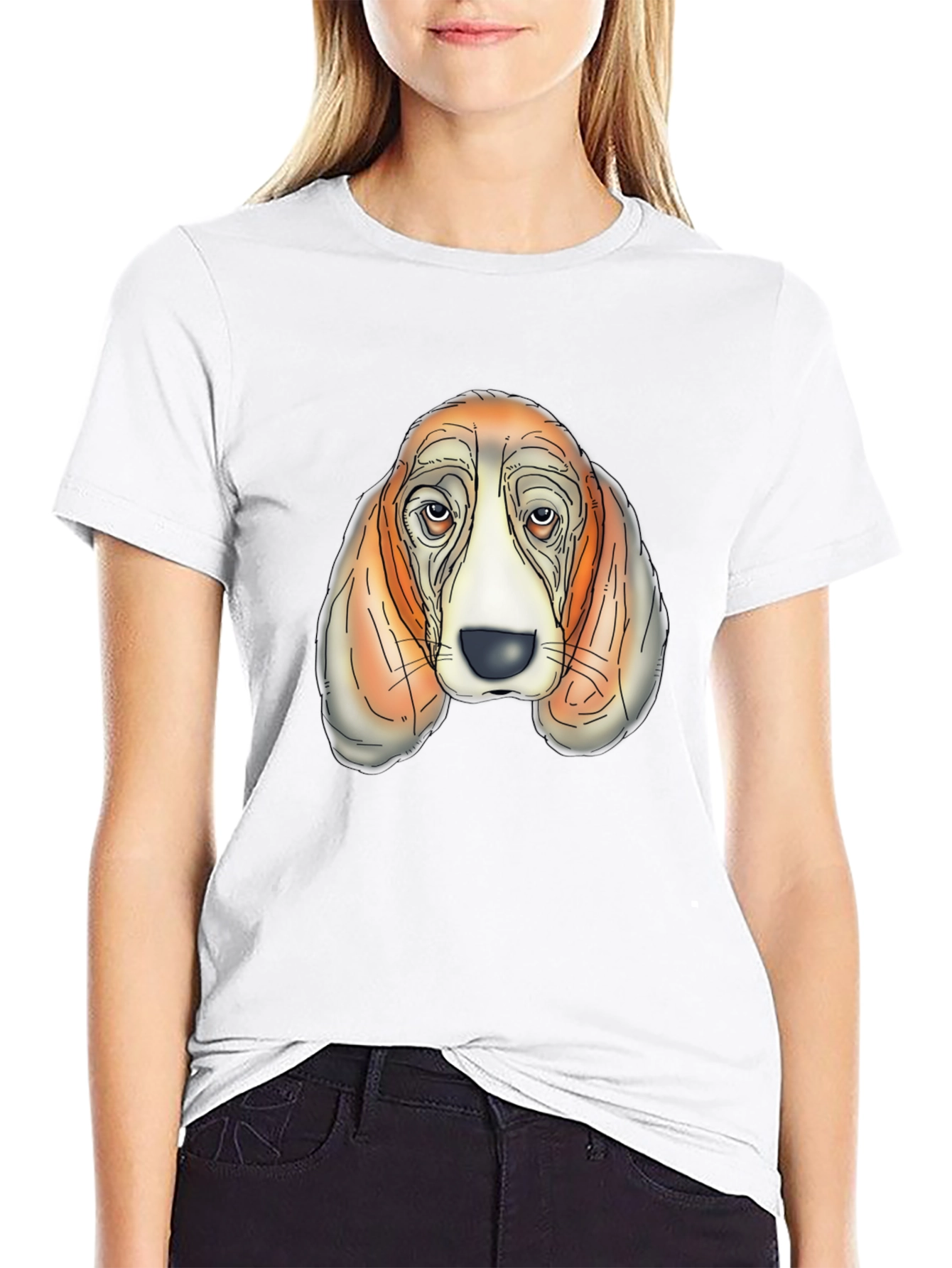 Basset Hound Graphic Tee - Mens Black T-Shirt