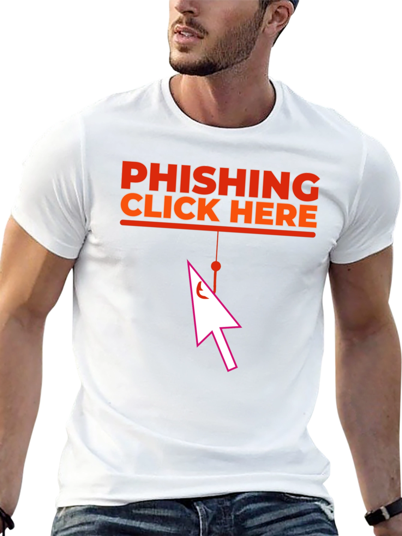 Phishing Click Here Black Graphic T-Shirt