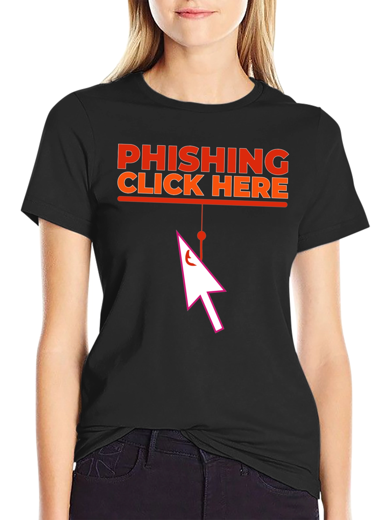 Phishing Click Here Black Graphic T-Shirt