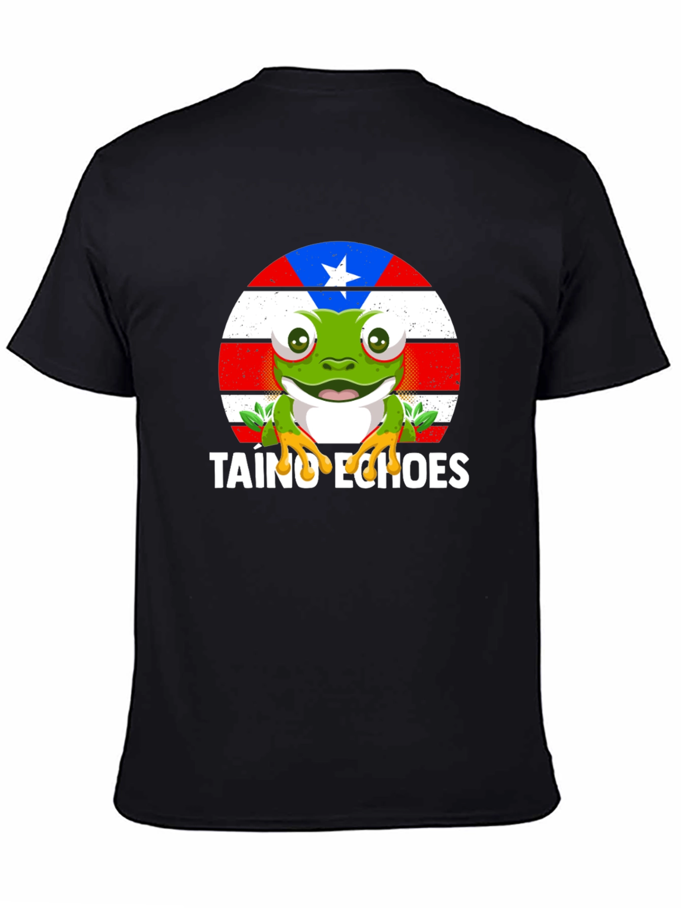 Taino Echoes Frog Graphic Tee - Black Cotton Blend