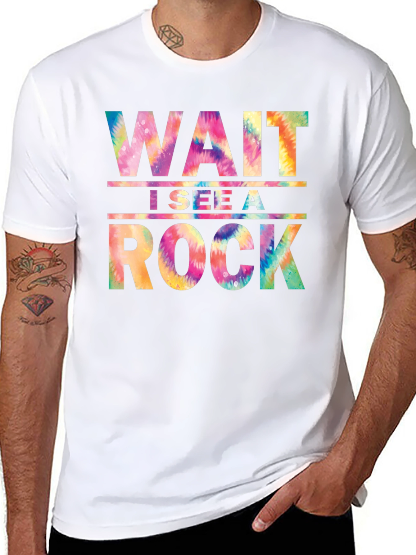 Wait I See a Rock Tie Dye Graphic Tee