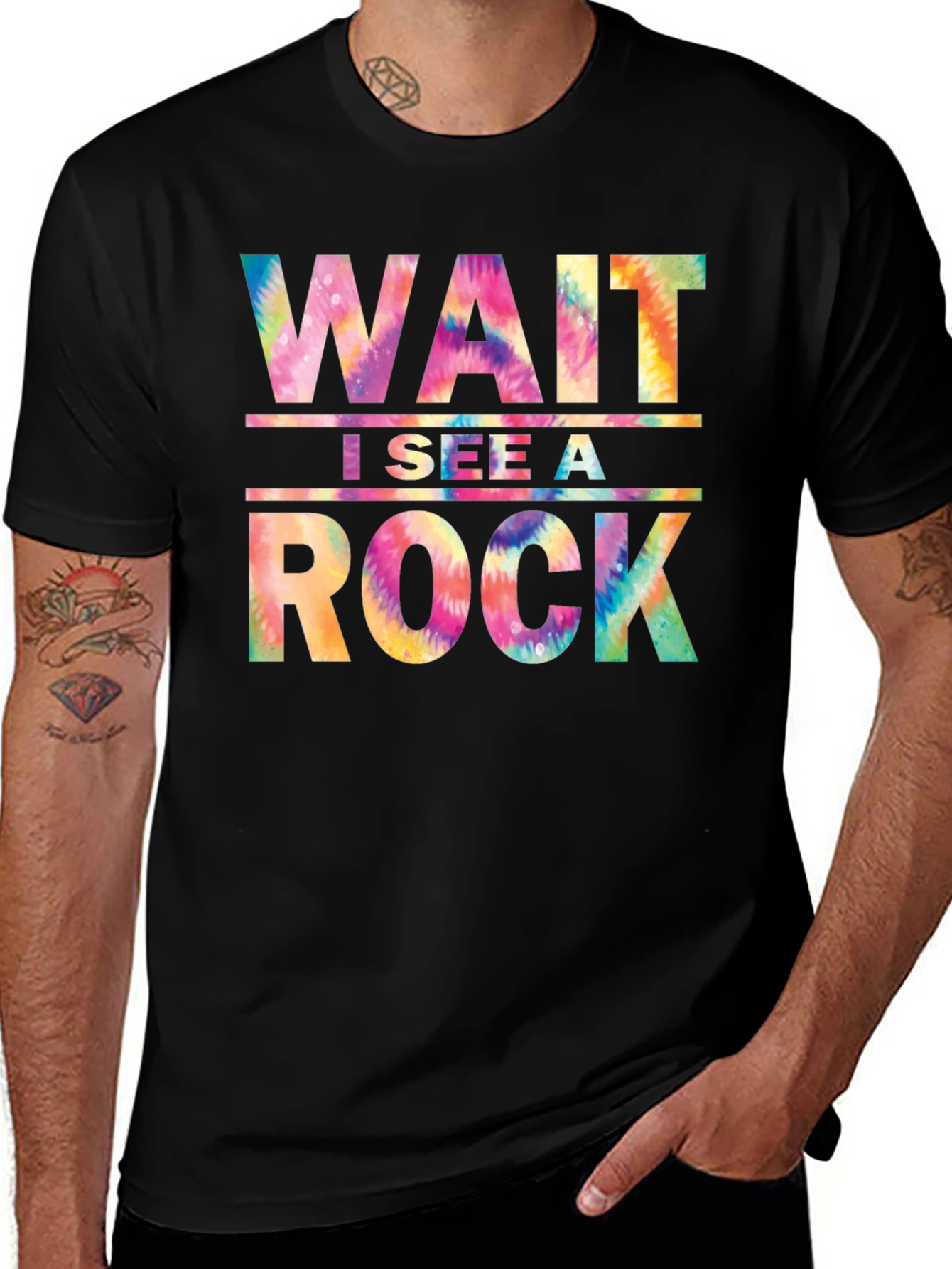 Wait I See a Rock Tie Dye Graphic Tee
