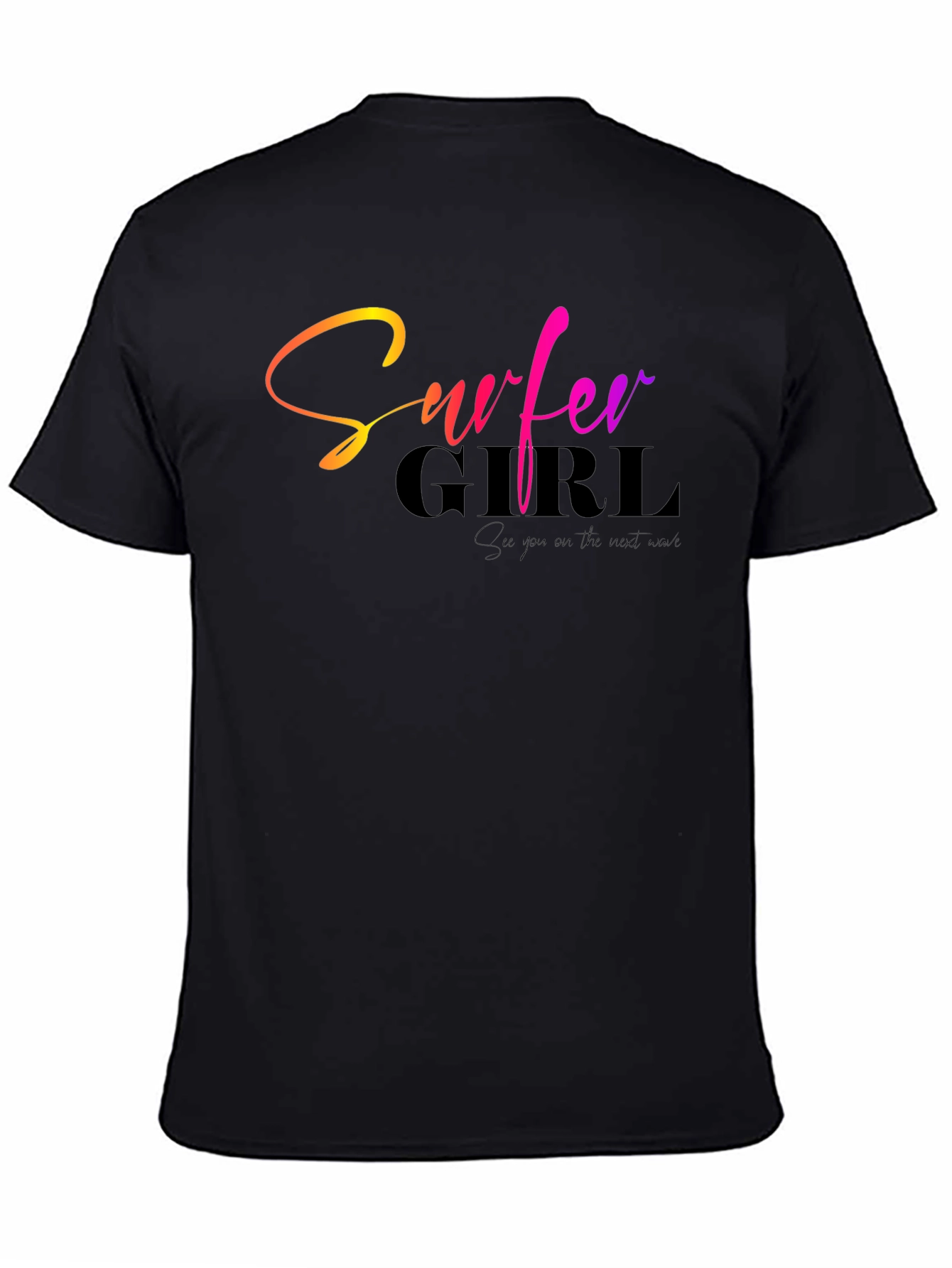 Surfer Girl Graphic Black T-Shirt