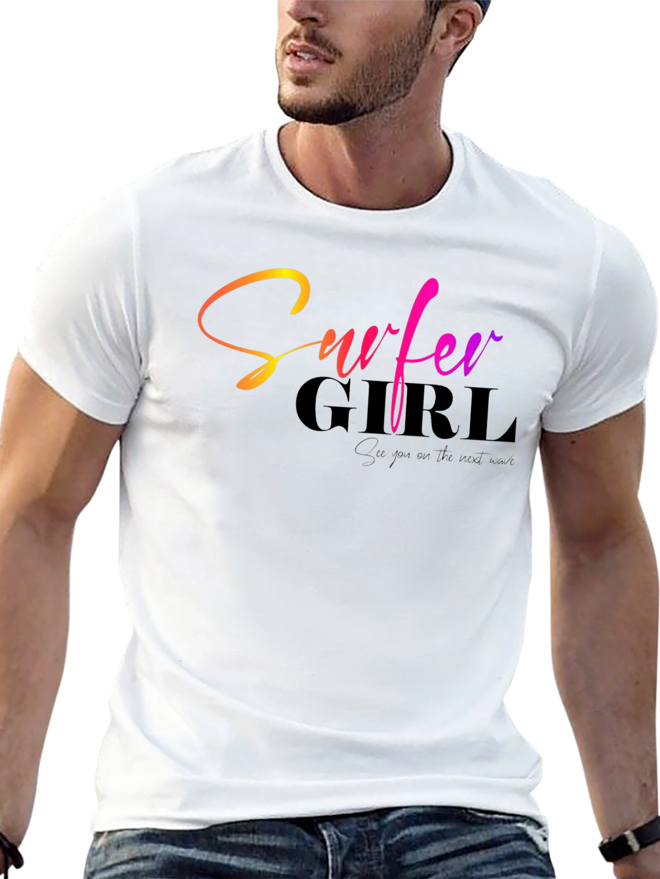 Surfer Girl Graphic Black T-Shirt