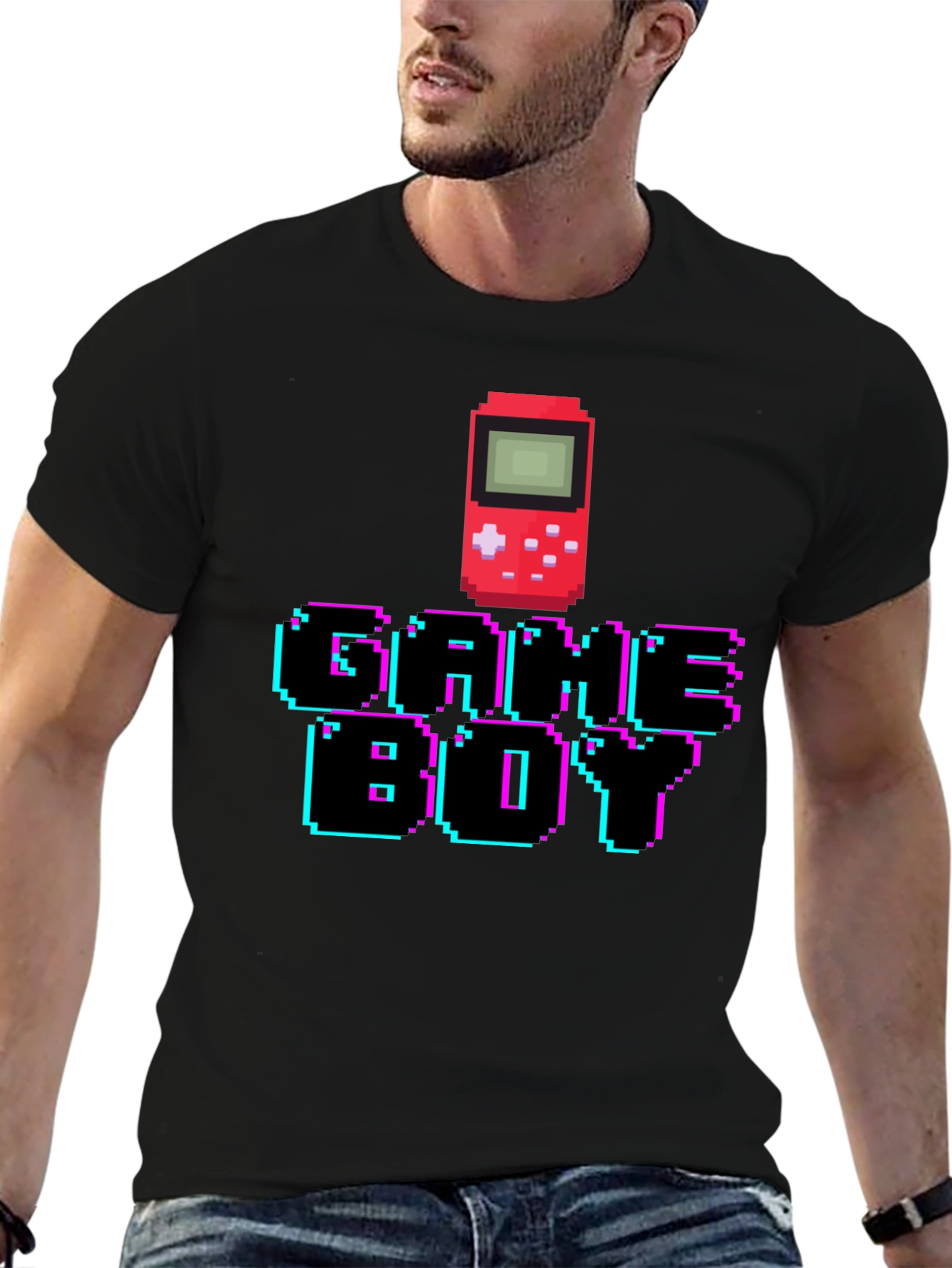 Pixel Game Boy Black T-Shirt