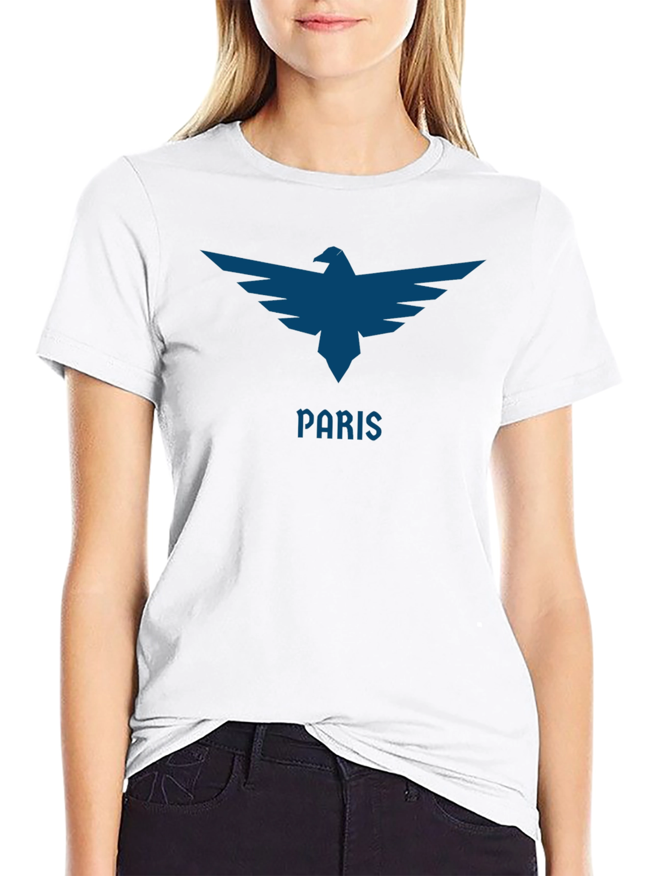 Paris Eagle Graphic Tee - Sleek Black Cotton T-Shirt
