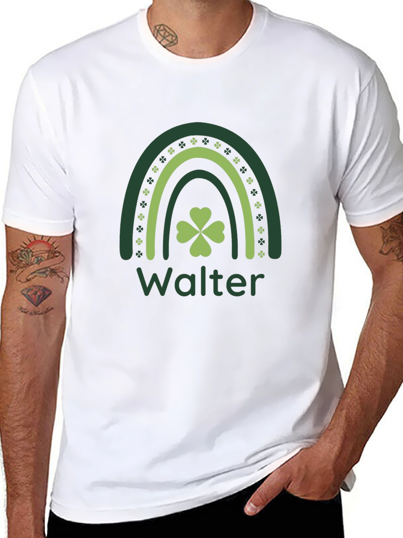 Walter Shamrock Rainbow Personalized St. Patricks Day T-Shirt