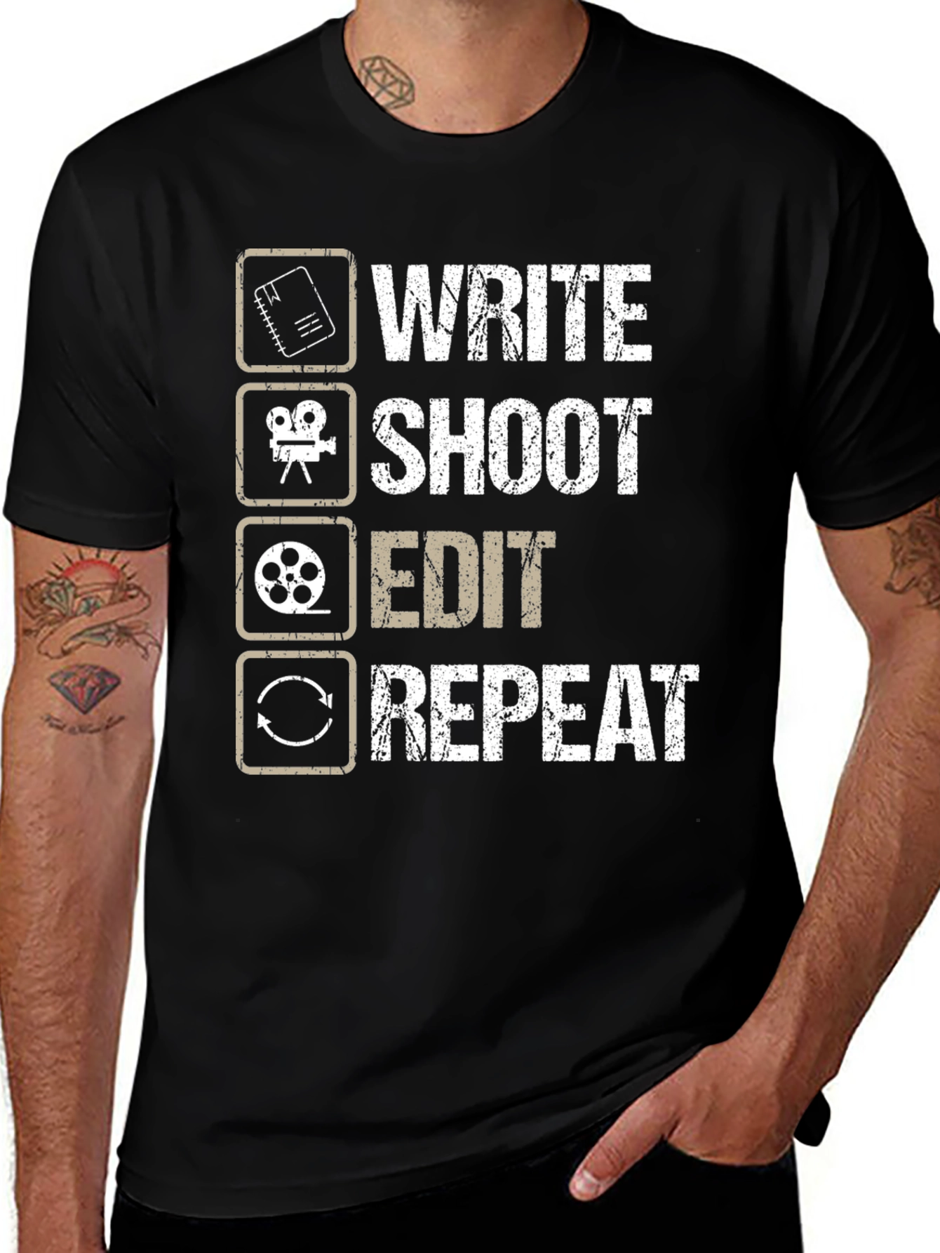 Write Shoot Edit Repeat Filmmaker T-Shirt