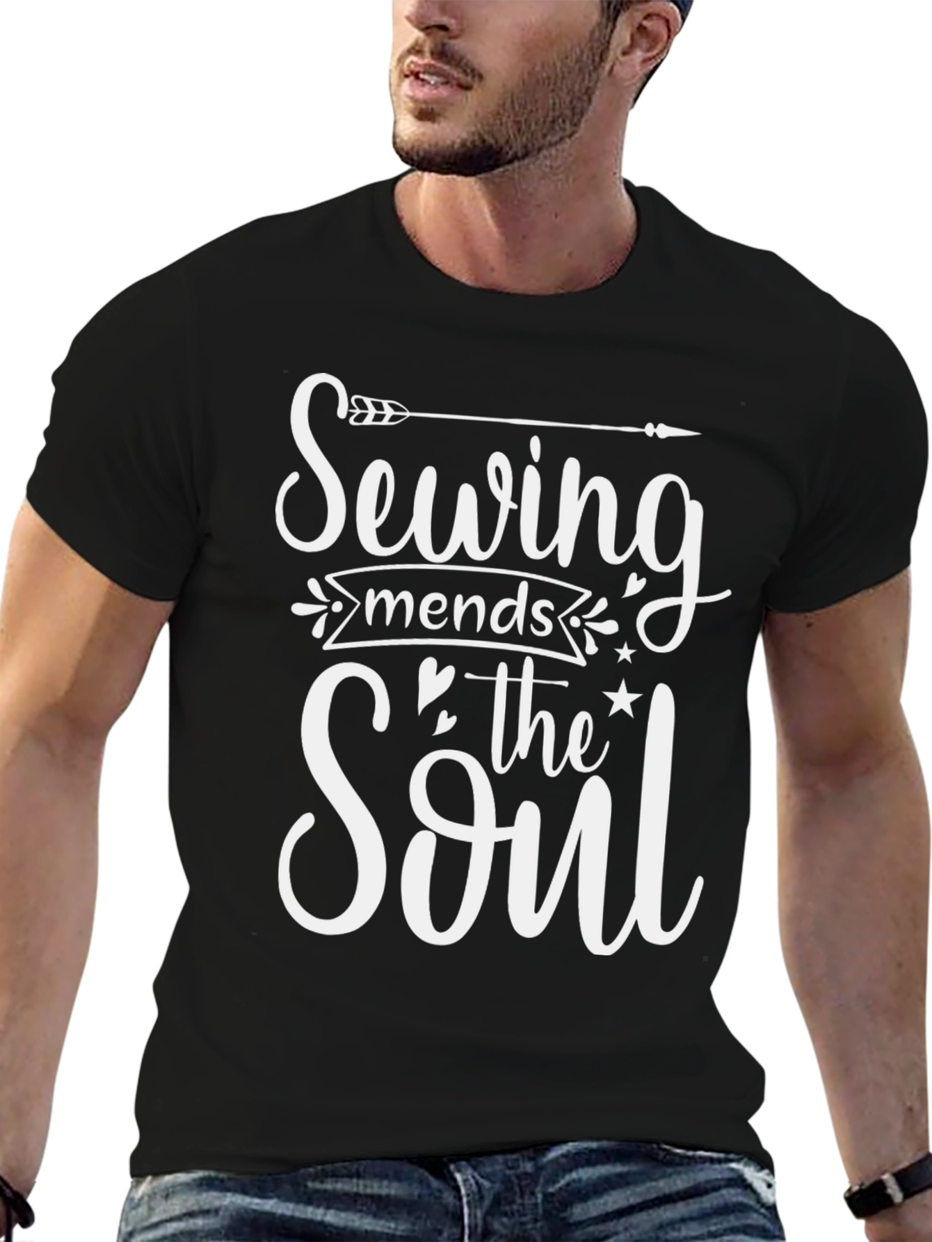 Sewing Mends The Soul Black T-Shirt