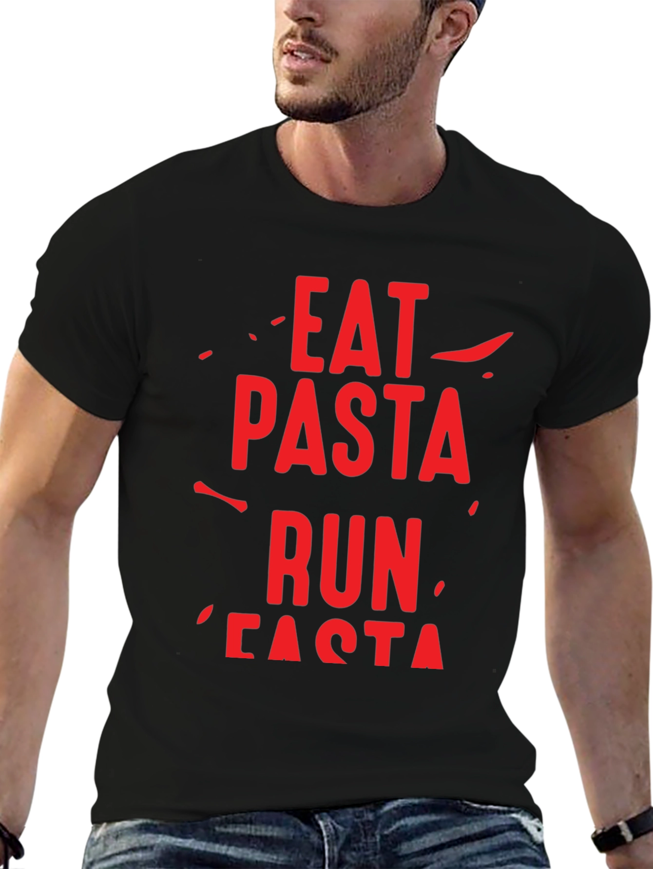 Eat Pasta Run Fasta Graphic T-Shirt