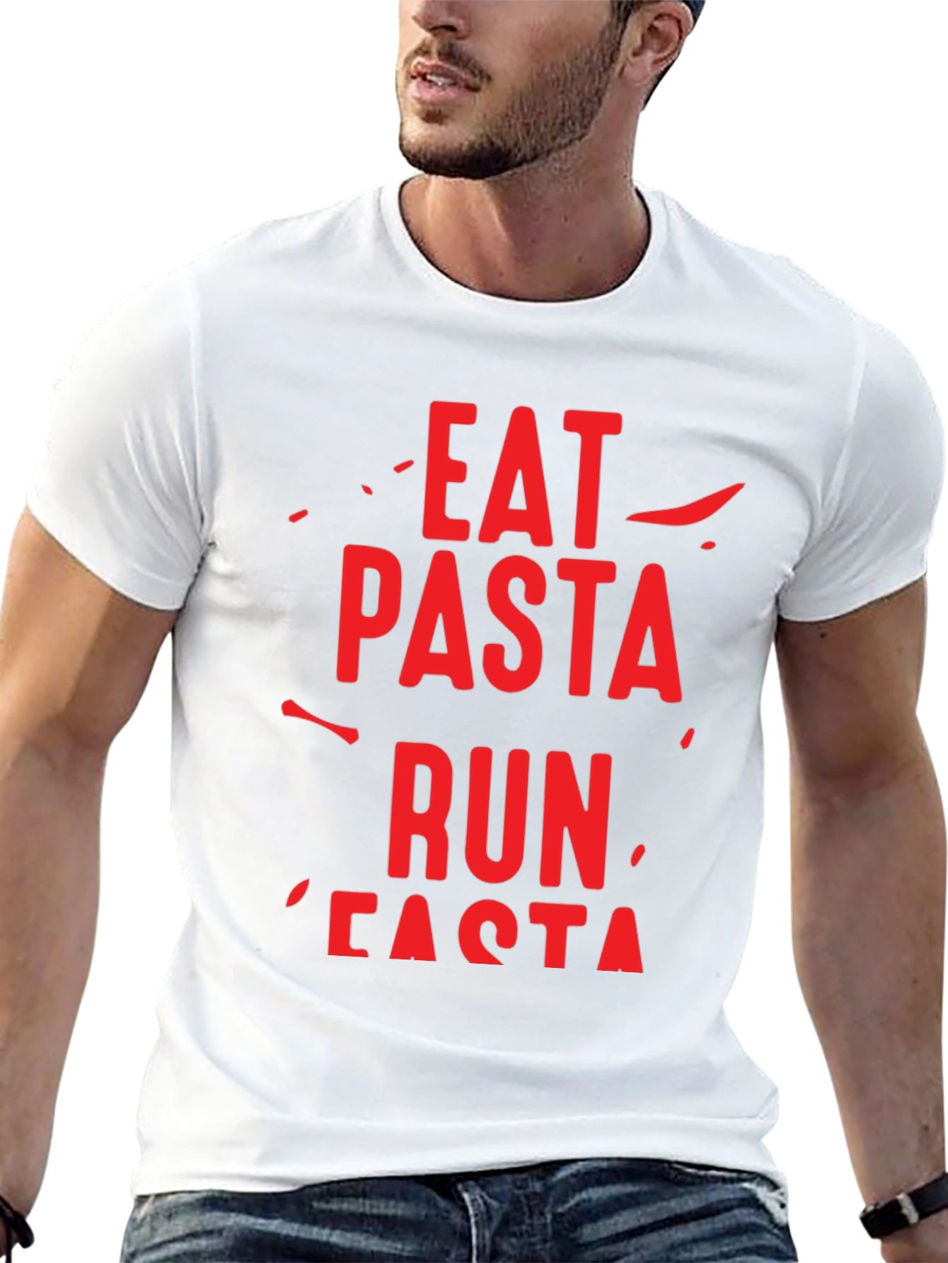Eat Pasta Run Fasta Graphic T-Shirt