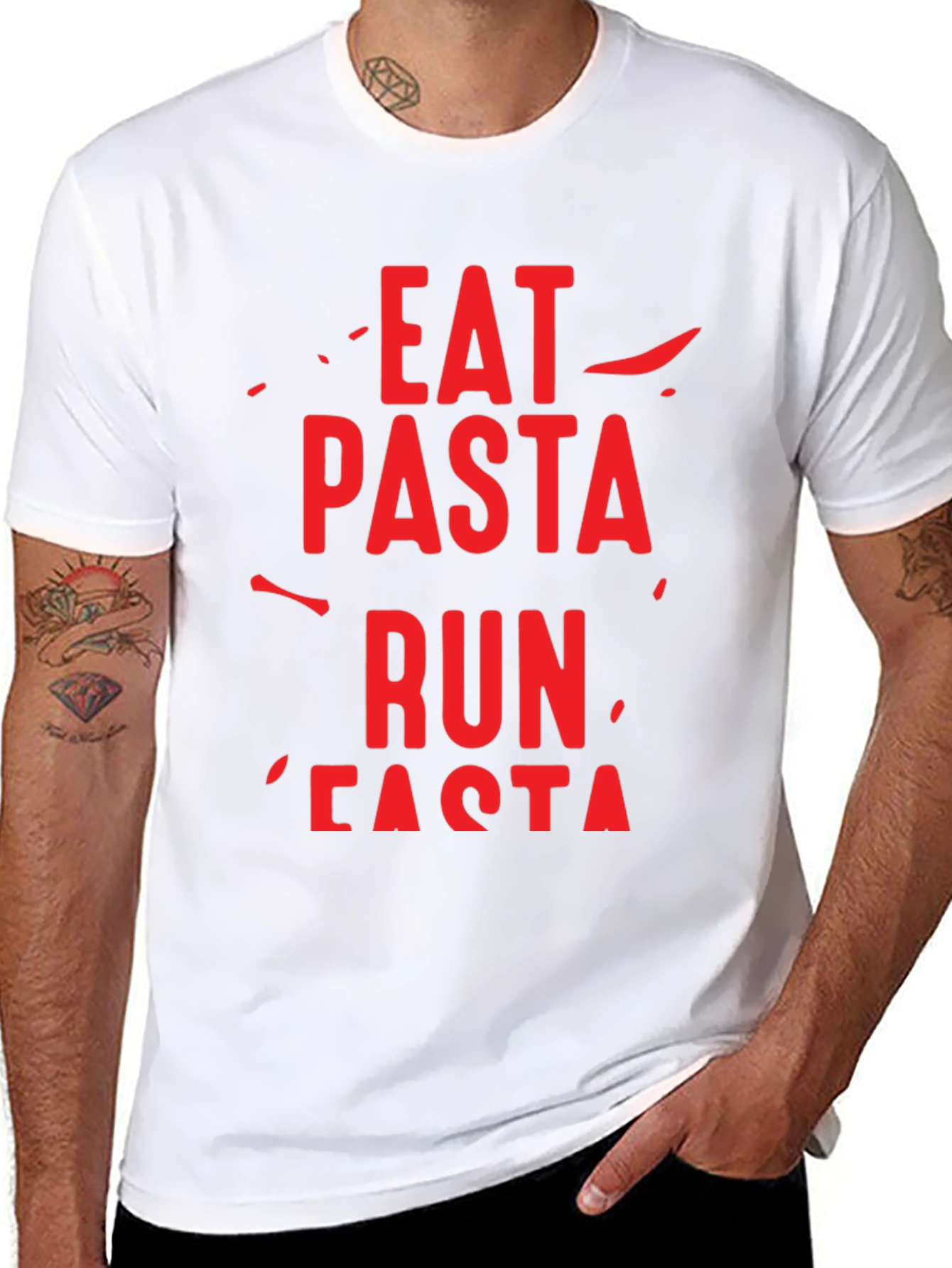Eat Pasta Run Fasta Graphic T-Shirt