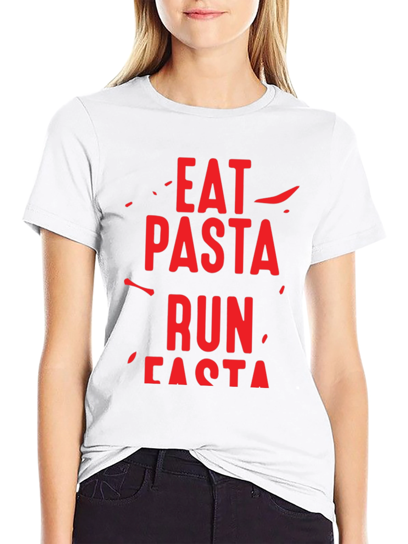 Eat Pasta Run Fasta Graphic T-Shirt