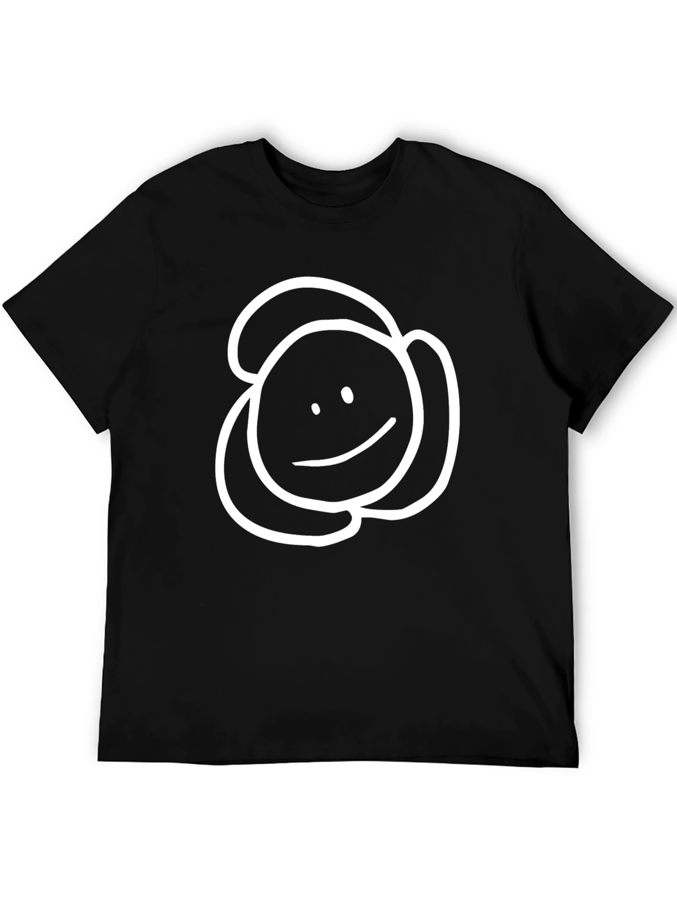 Simple Smiley Face Tee - Black Cotton Casual Wear
