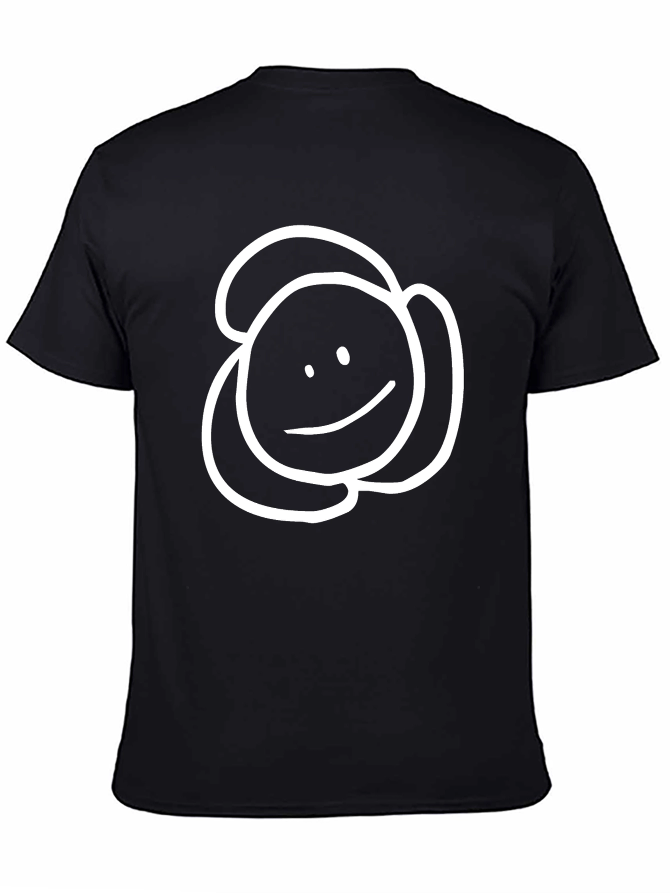 Simple Smiley Face Tee - Black Cotton Casual Wear