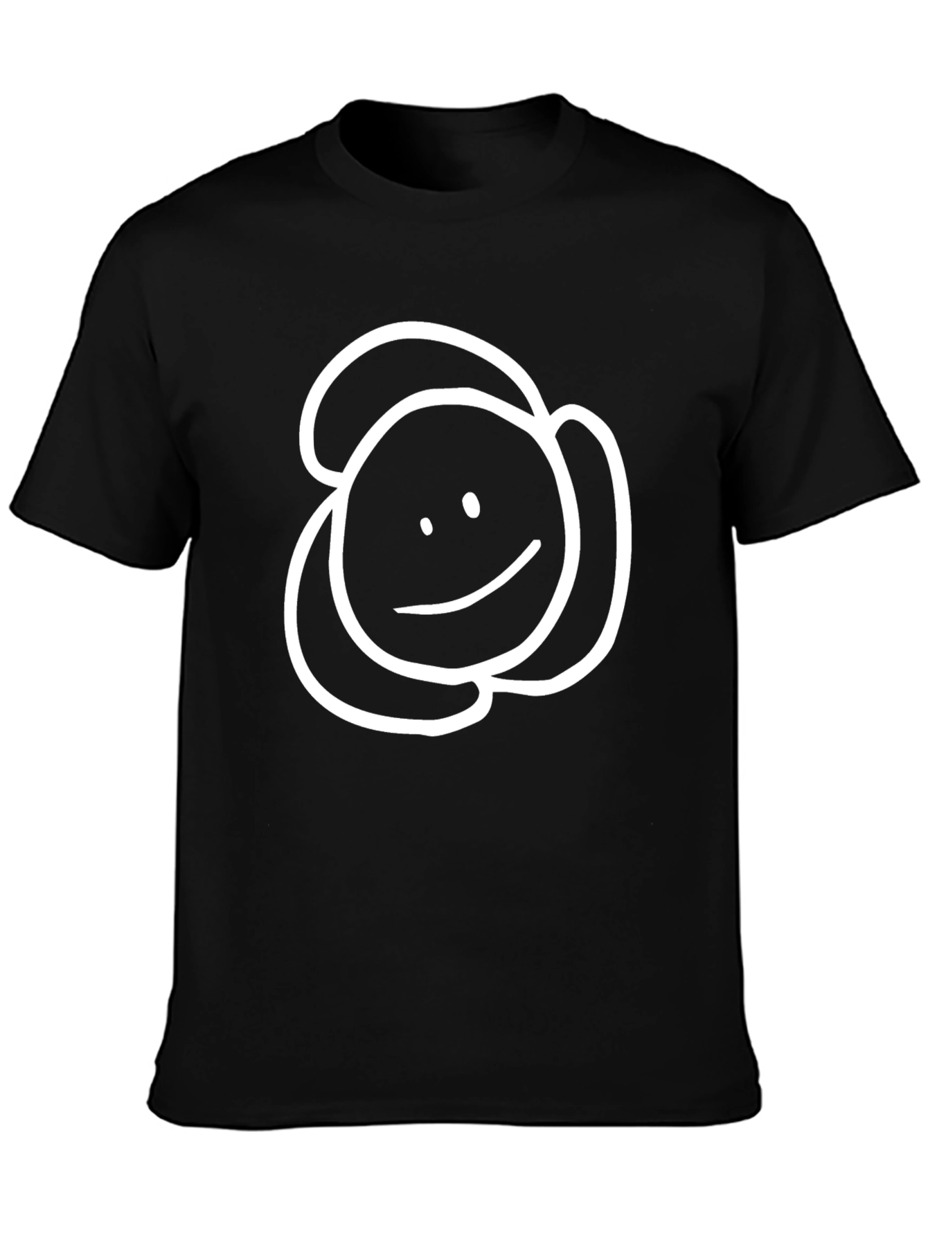 Simple Smiley Face Tee - Black Cotton Casual Wear