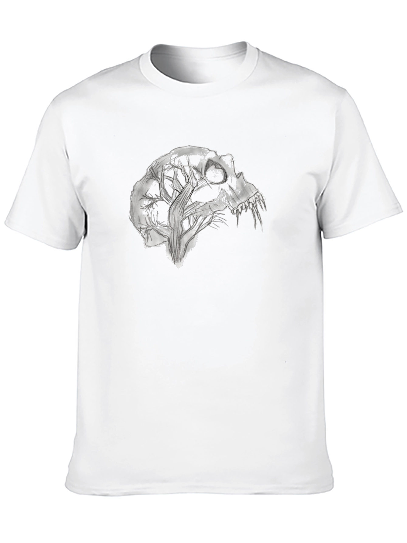 Abstract Skull Graphic Tee - Black Cotton Blend