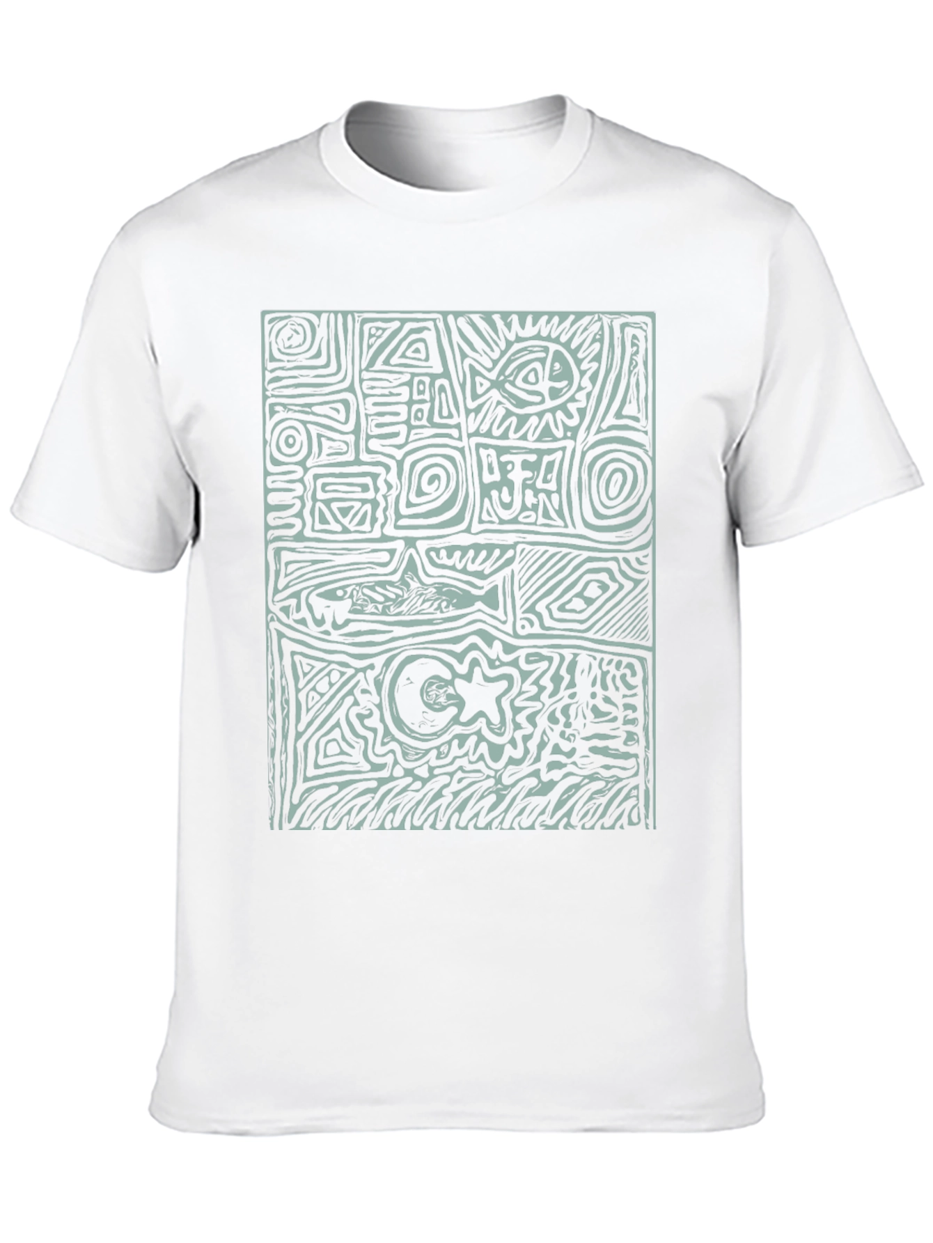 Abstract Graphic Print T-Shirt - Casual Black Tee