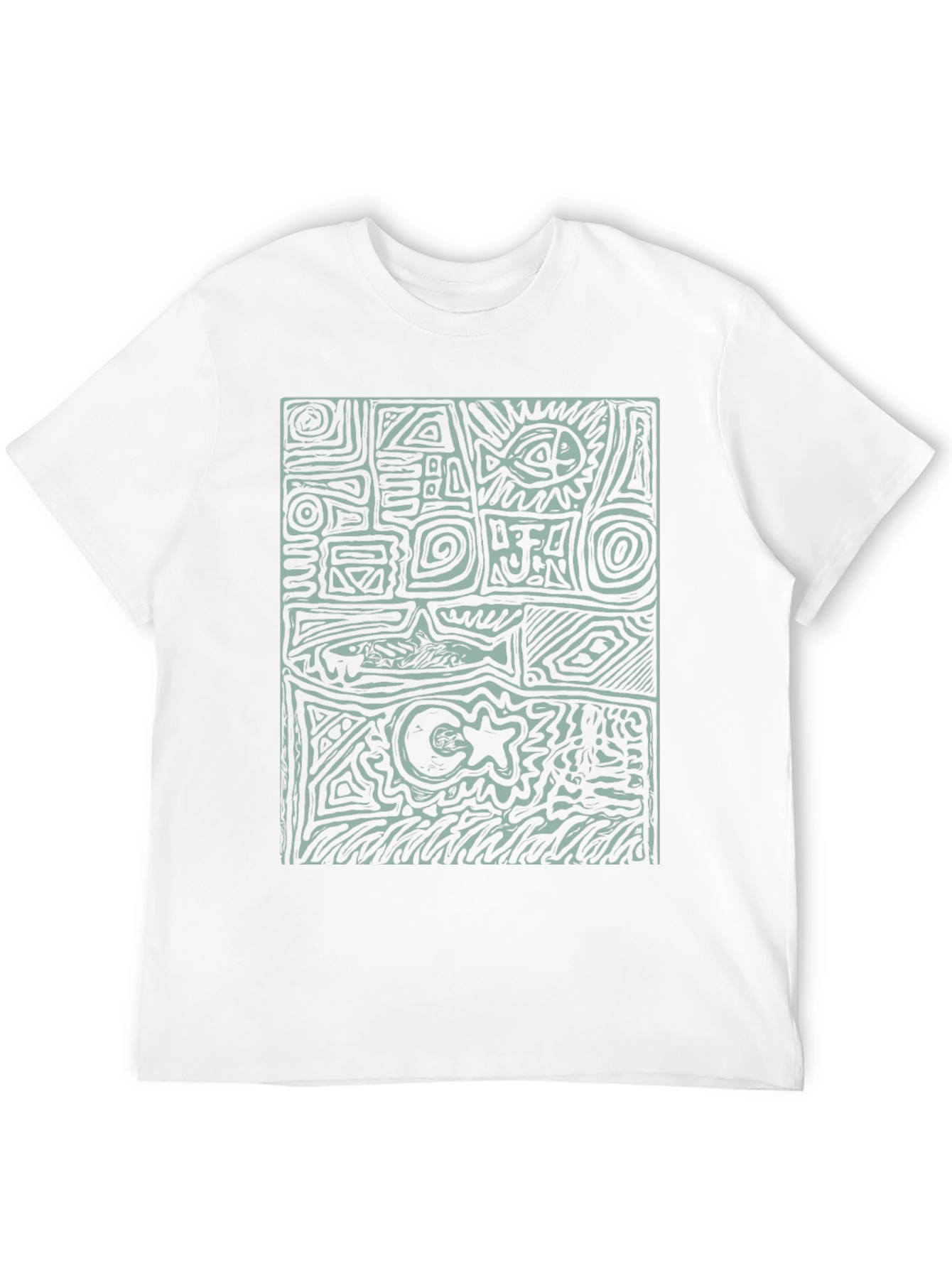 Abstract Graphic Print T-Shirt - Casual Black Tee