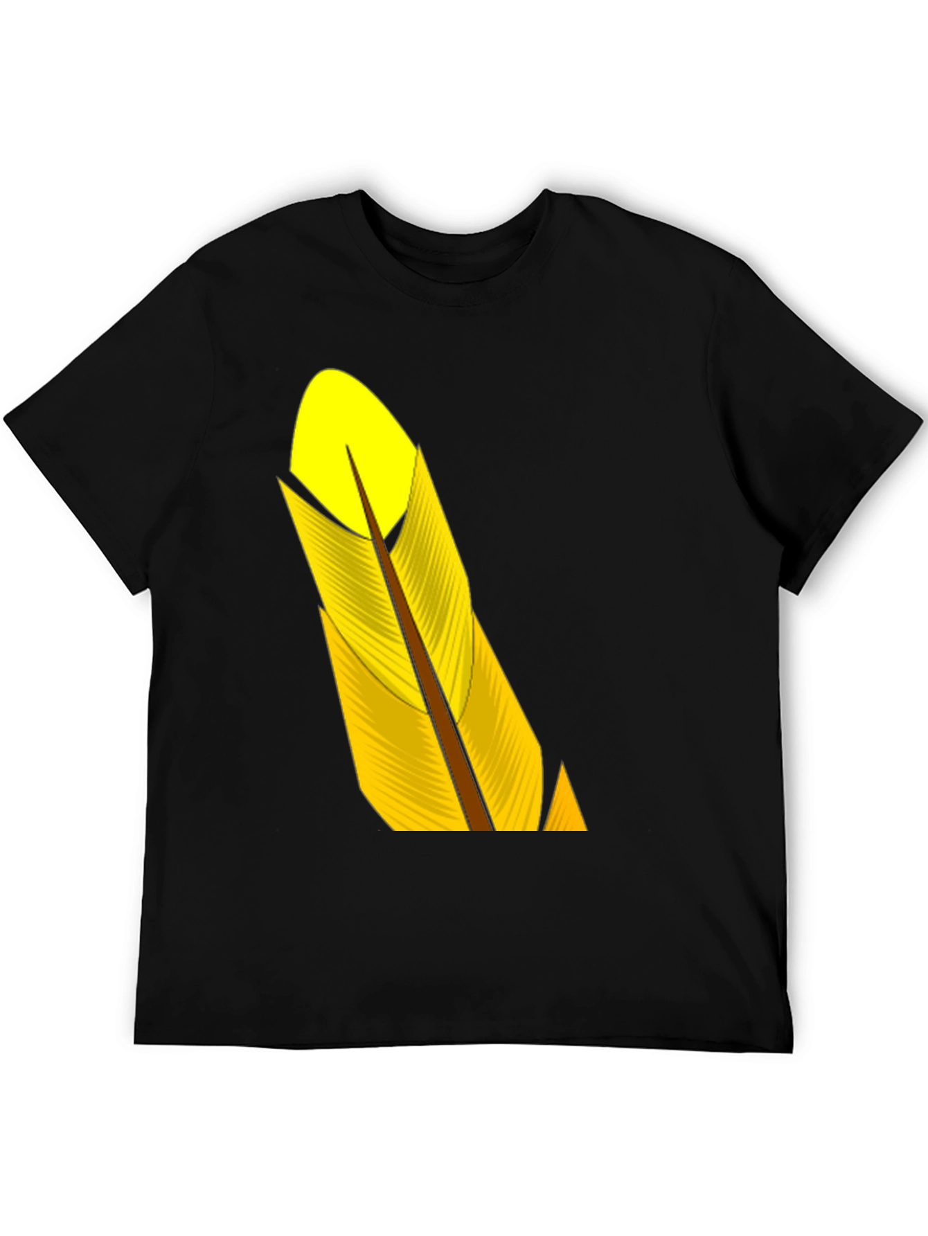 Black T-Shirt with Yellow Feather Graphic