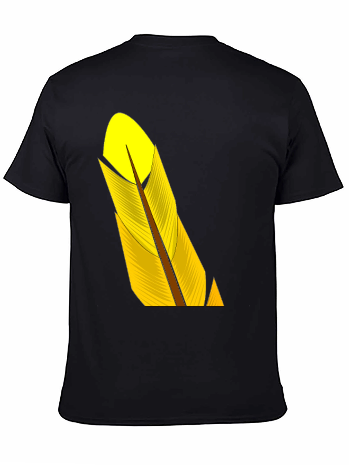 Black T-Shirt with Yellow Feather Graphic