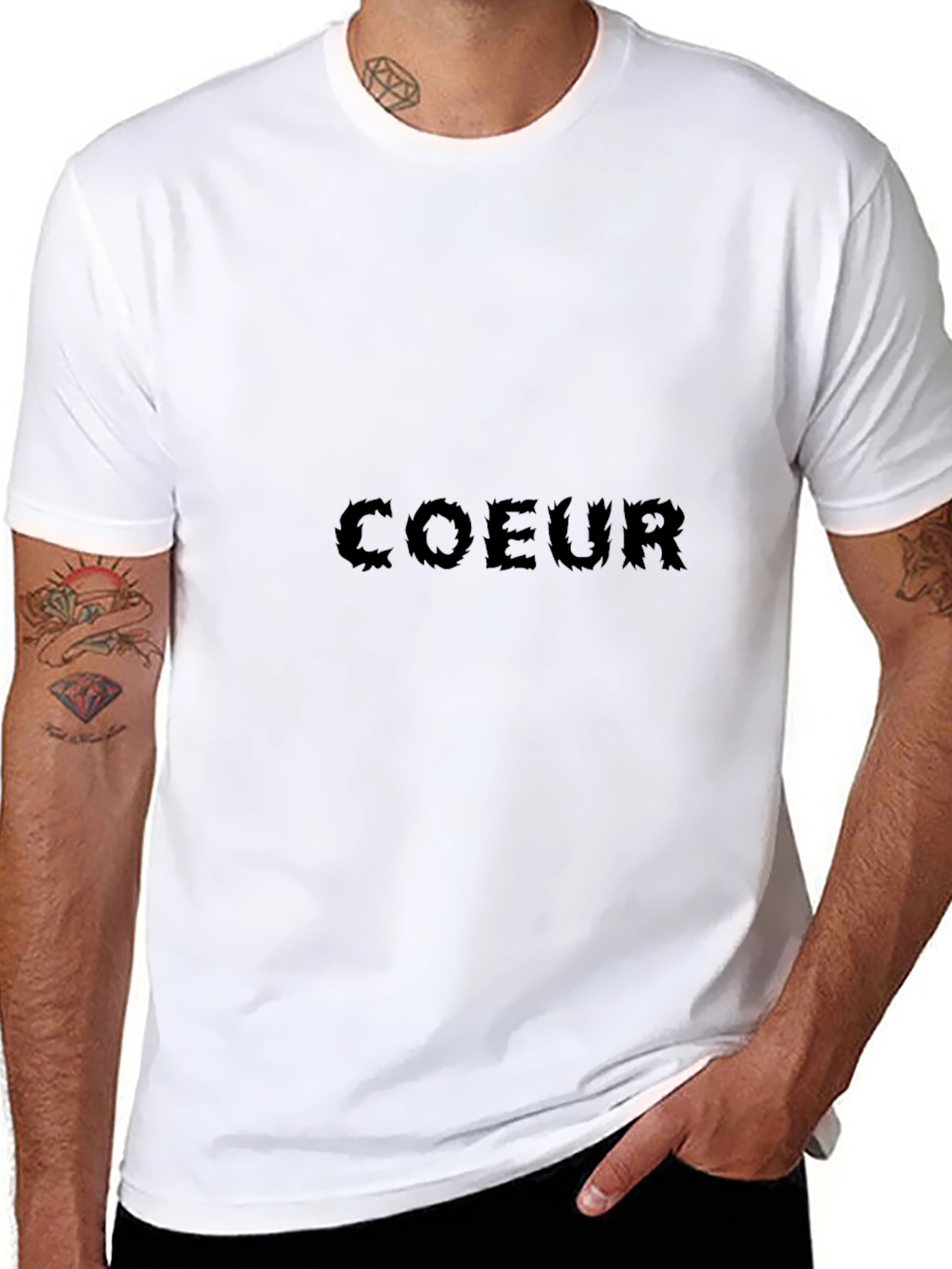Stylish Black Coeur Graphic Tee