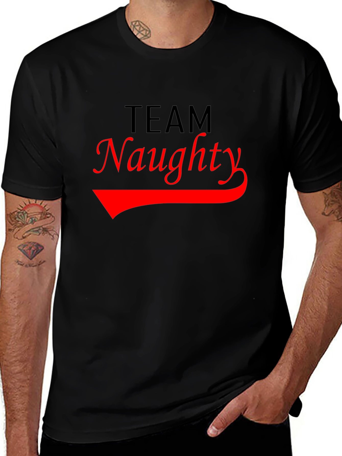 Team Naughty Graphic Tee - Black Crew Neck