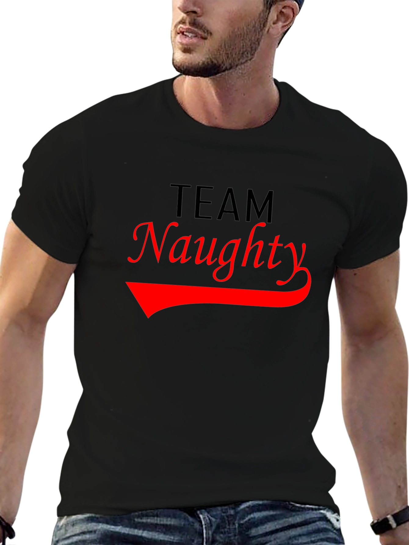 Team Naughty Graphic Tee - Black Crew Neck