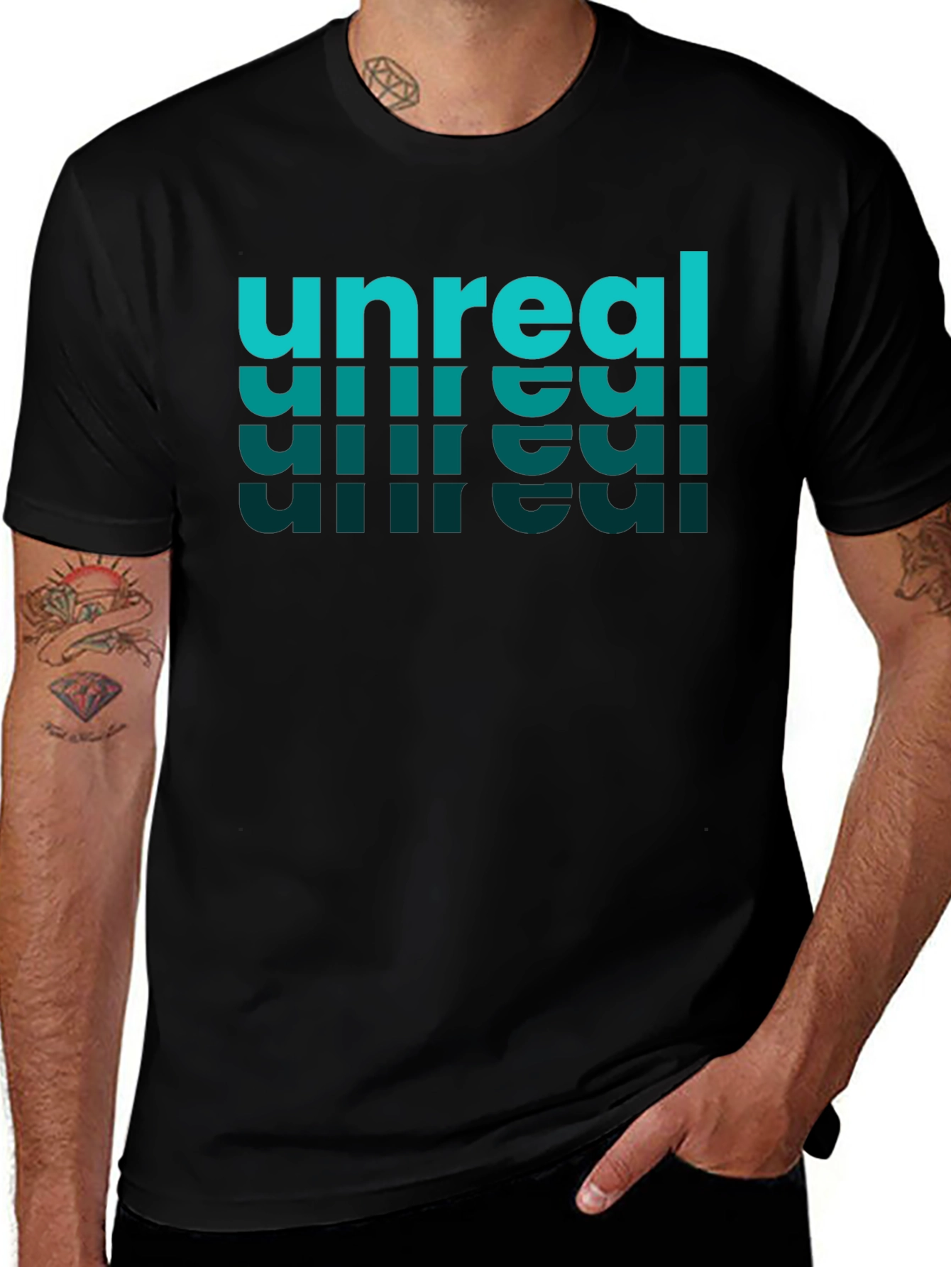 Unreal Text Design Black T-Shirt