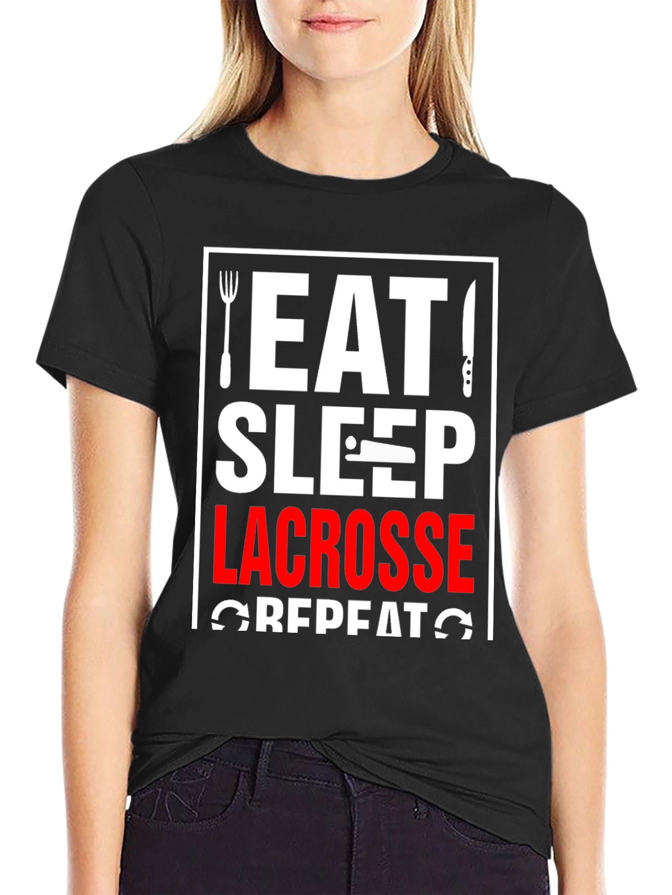 Eat Sleep Lacrosse Repeat Graphic T-Shirt