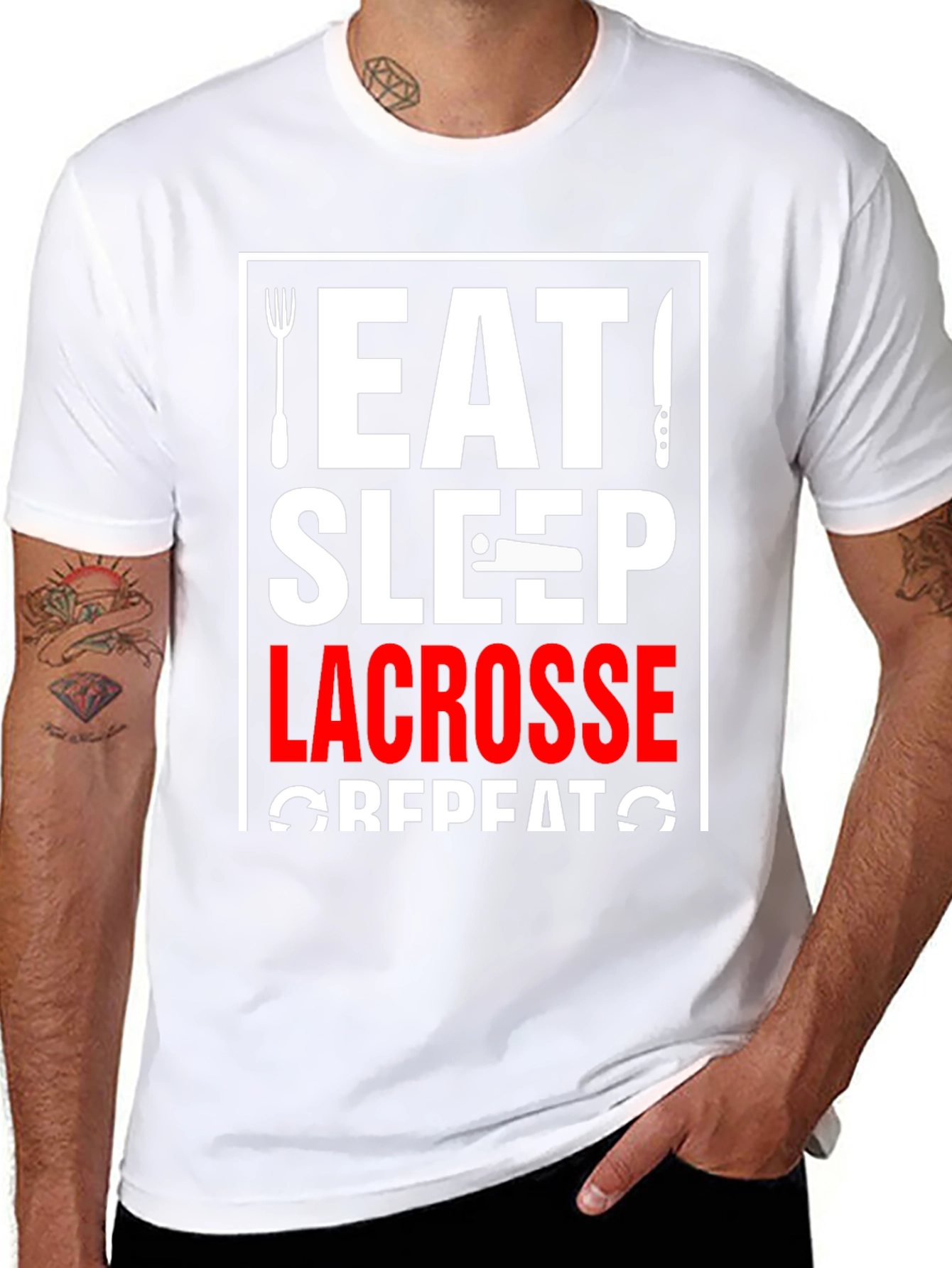 Eat Sleep Lacrosse Repeat Graphic T-Shirt