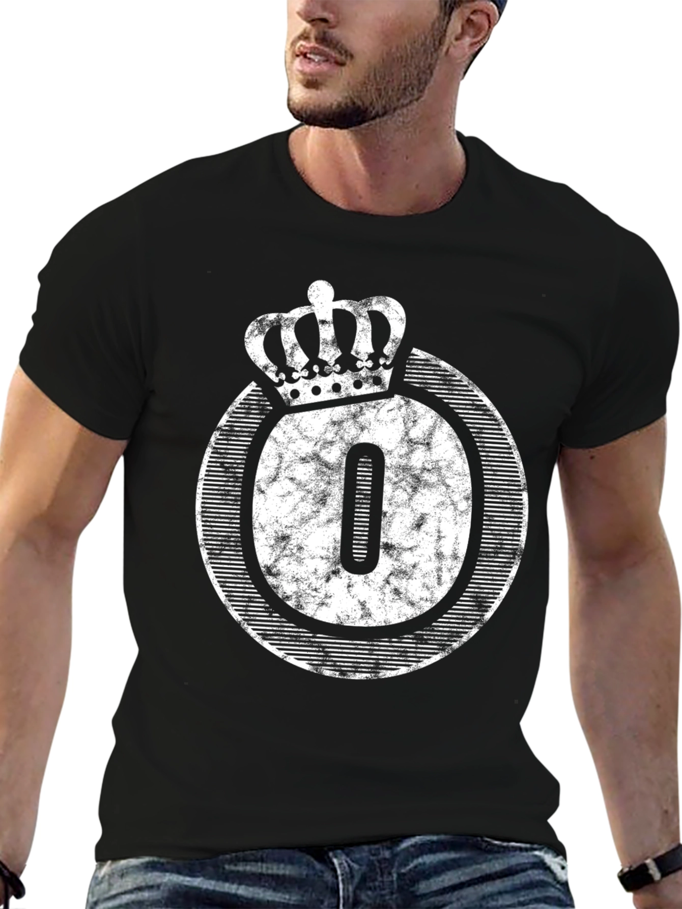 King Number Zero Graphic Tee - Distressed Crown Design