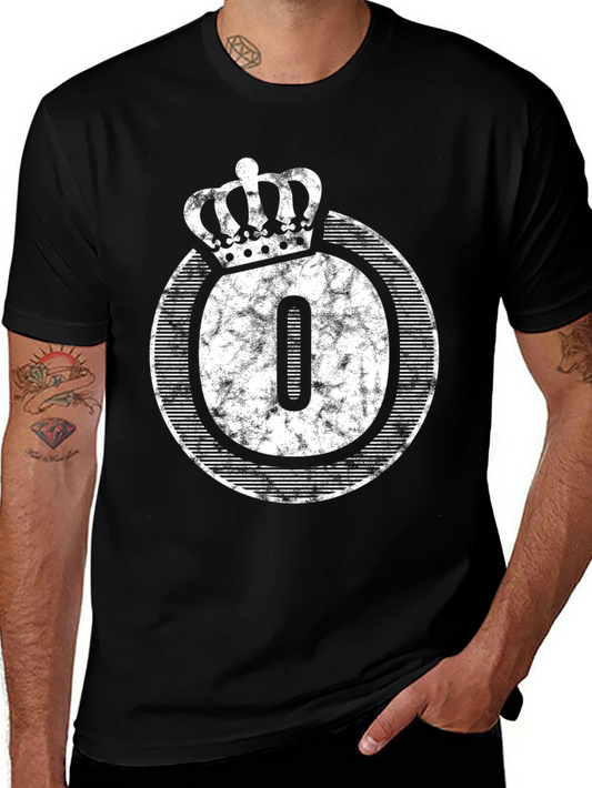 King Number Zero Graphic Tee - Distressed Crown Design