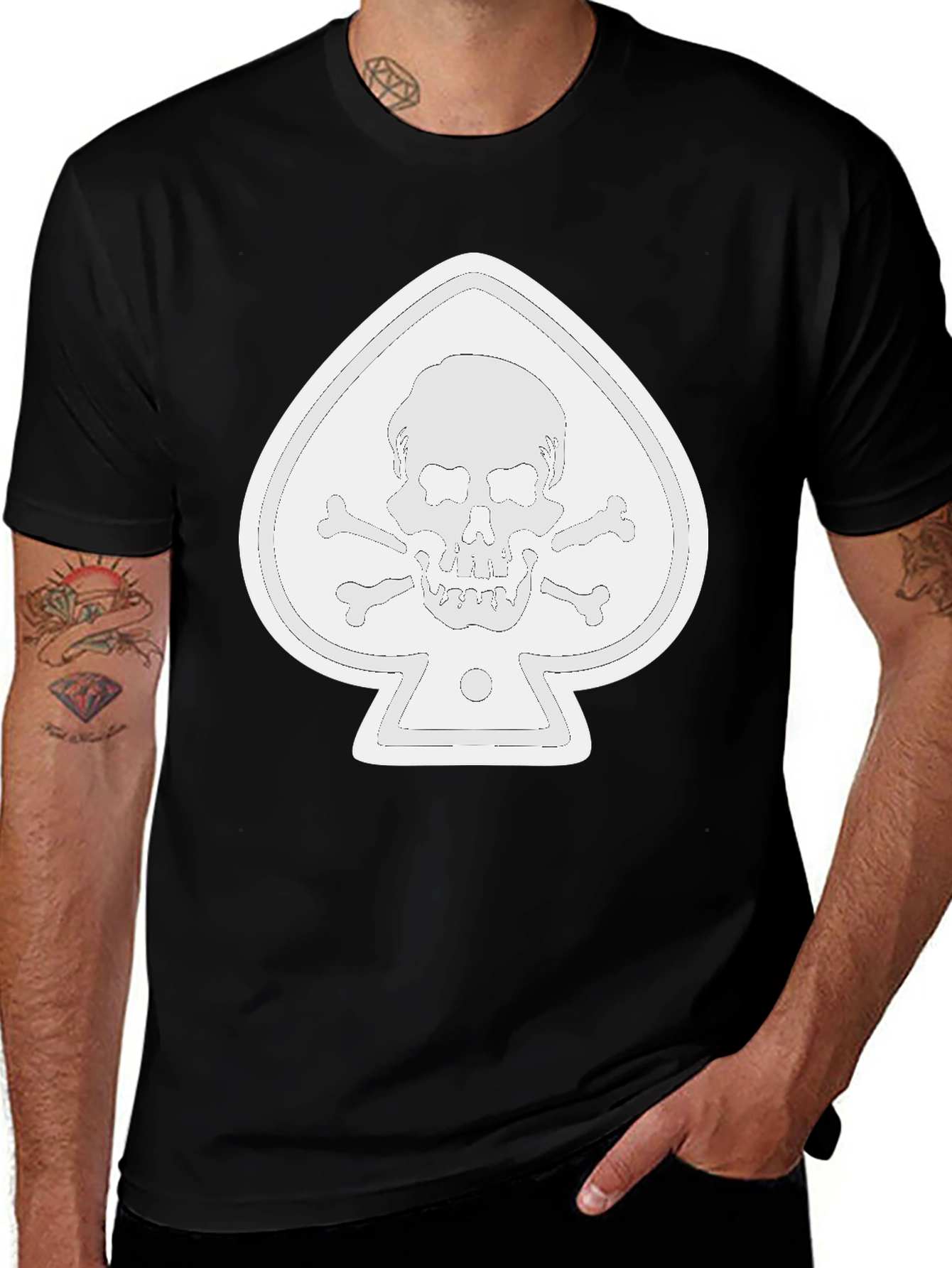 Spade Skull Graphic Tee - Black