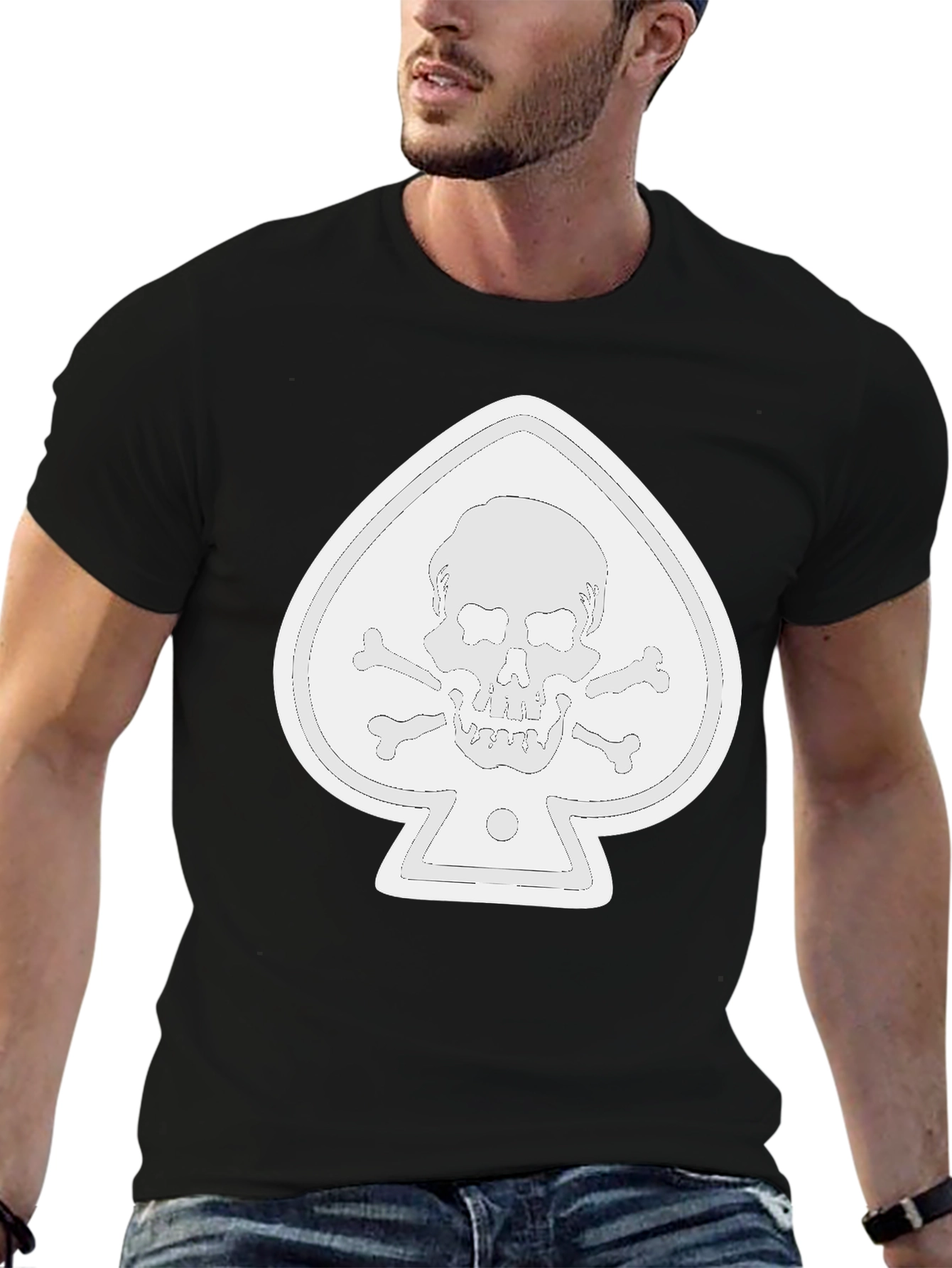 Spade Skull Graphic Tee - Black