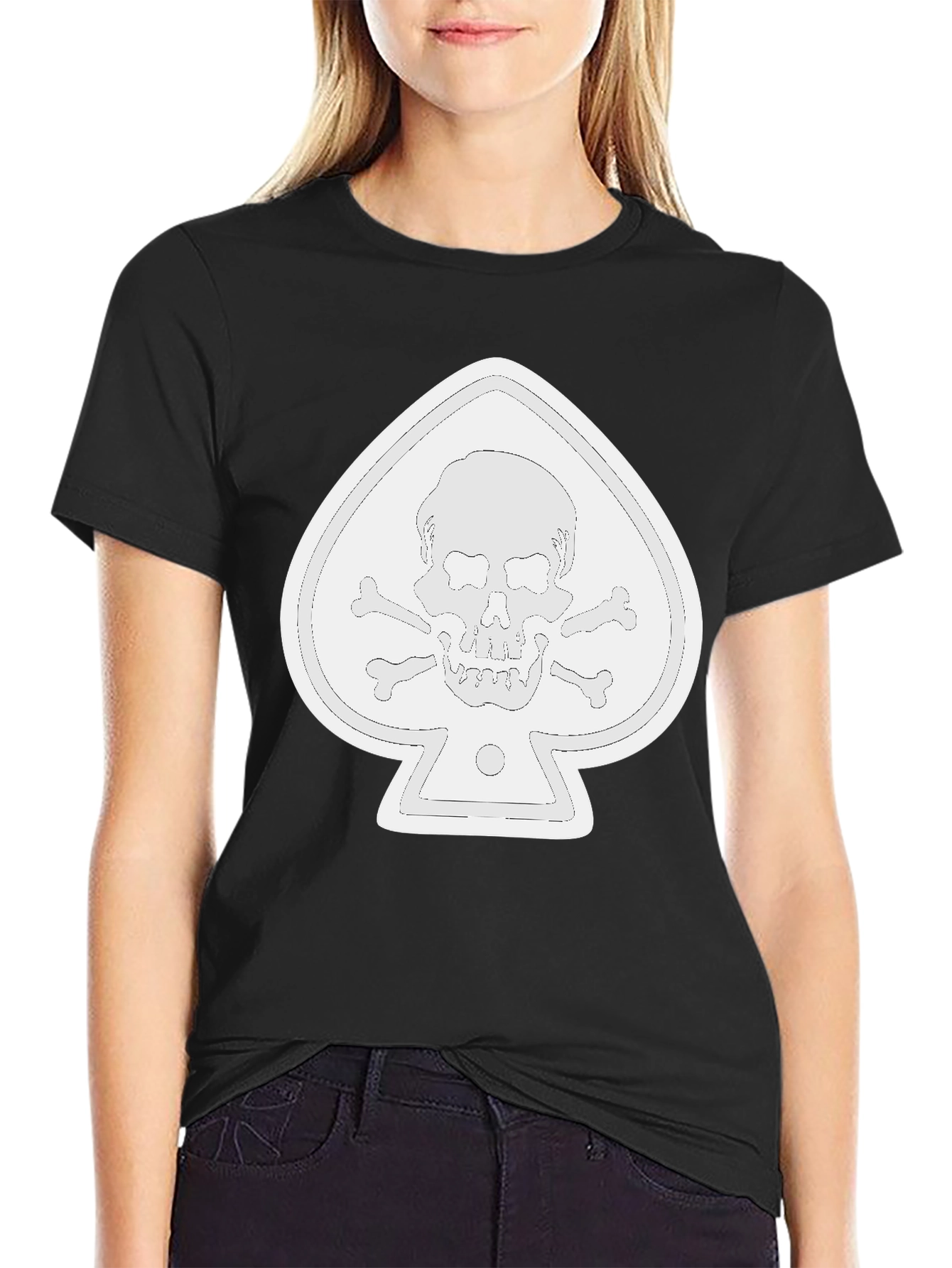 Spade Skull Graphic Tee - Black