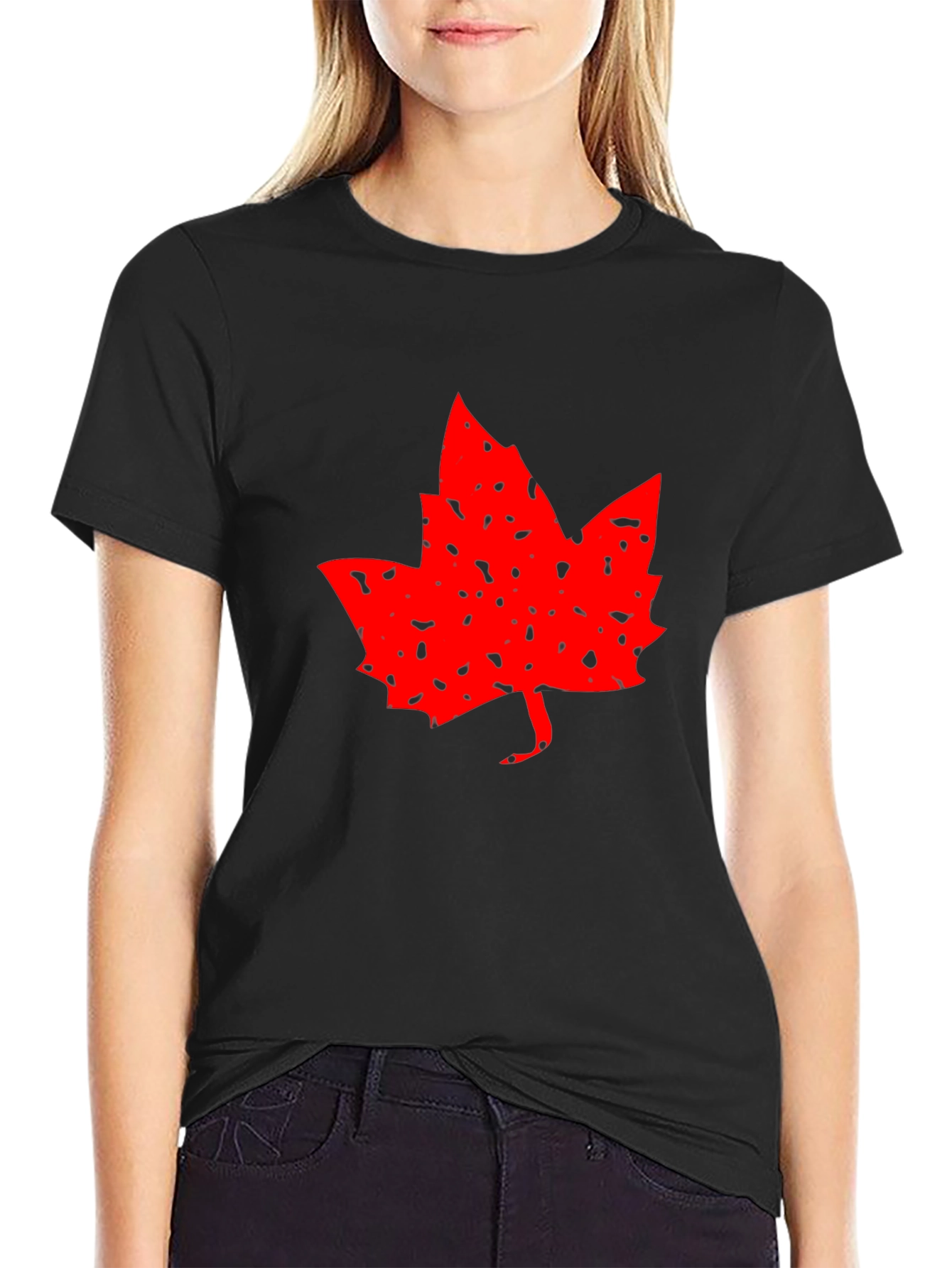 Maple Leaf Graphic Tee - Black Casual Shirt