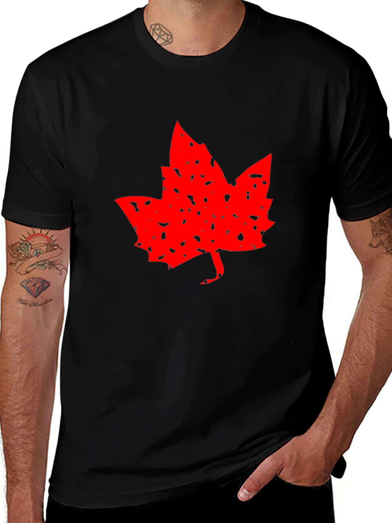 Maple Leaf Graphic Tee - Black Casual Shirt