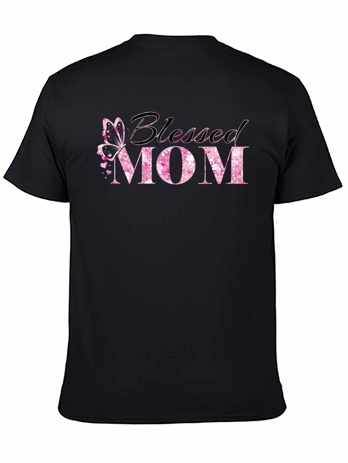 Blessed Mom T-Shirt - Butterfly Pink Graphic Tee