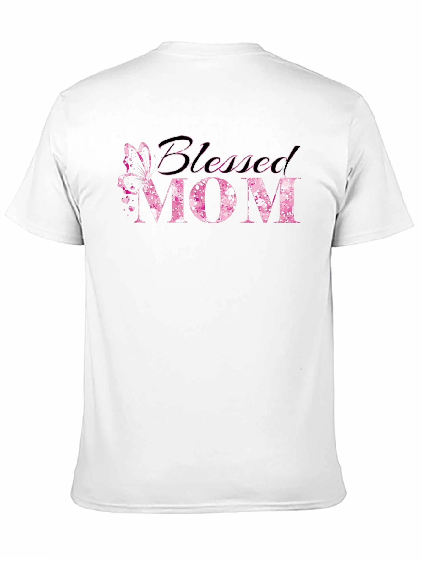 Blessed Mom T-Shirt - Butterfly Pink Graphic Tee