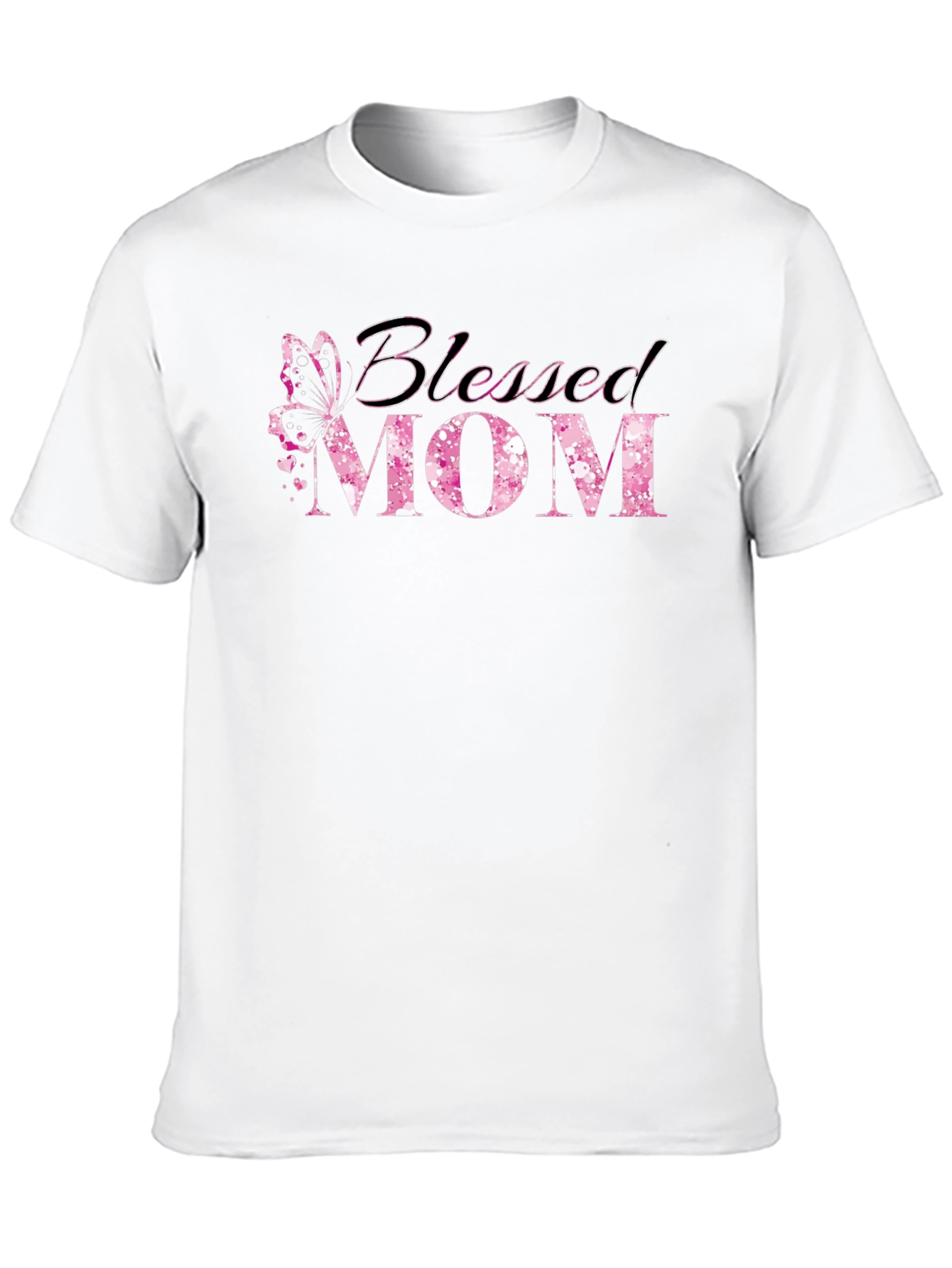 Blessed Mom T-Shirt - Butterfly Pink Graphic Tee