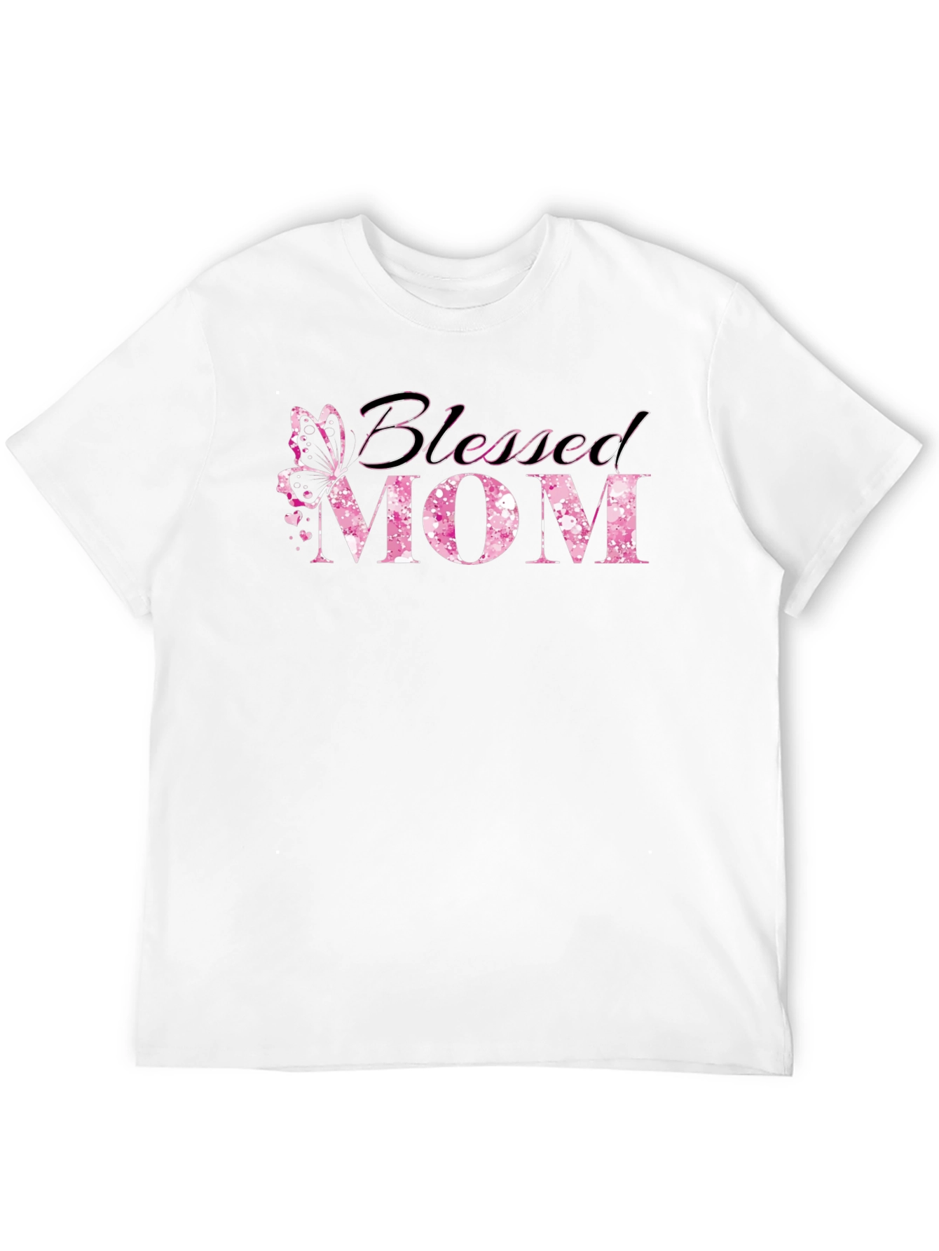 Blessed Mom T-Shirt - Butterfly Pink Graphic Tee