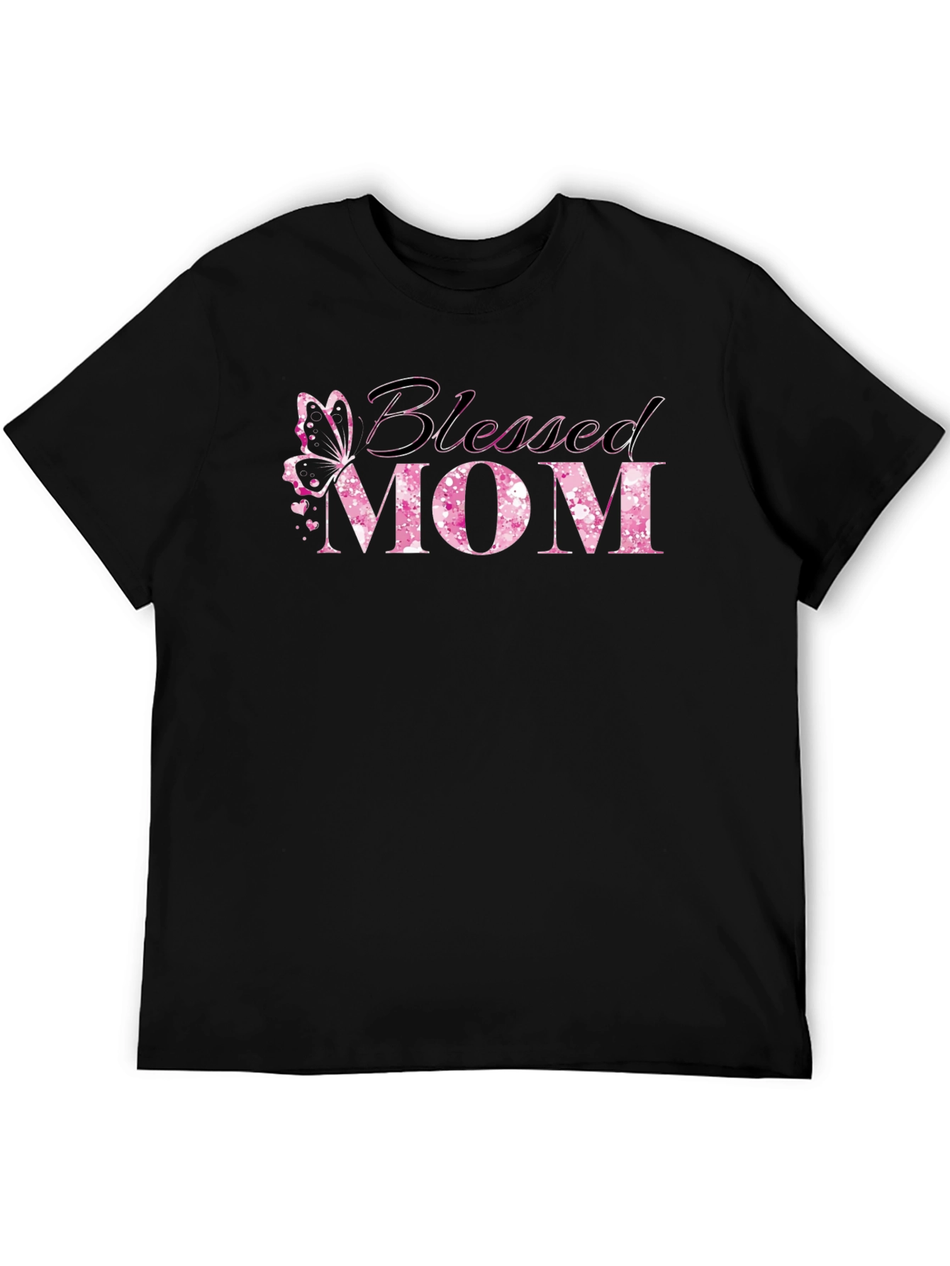 Blessed Mom T-Shirt - Butterfly Pink Graphic Tee