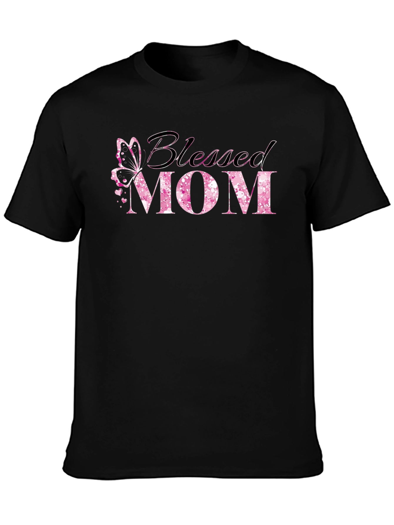 Blessed Mom T-Shirt - Butterfly Pink Graphic Tee